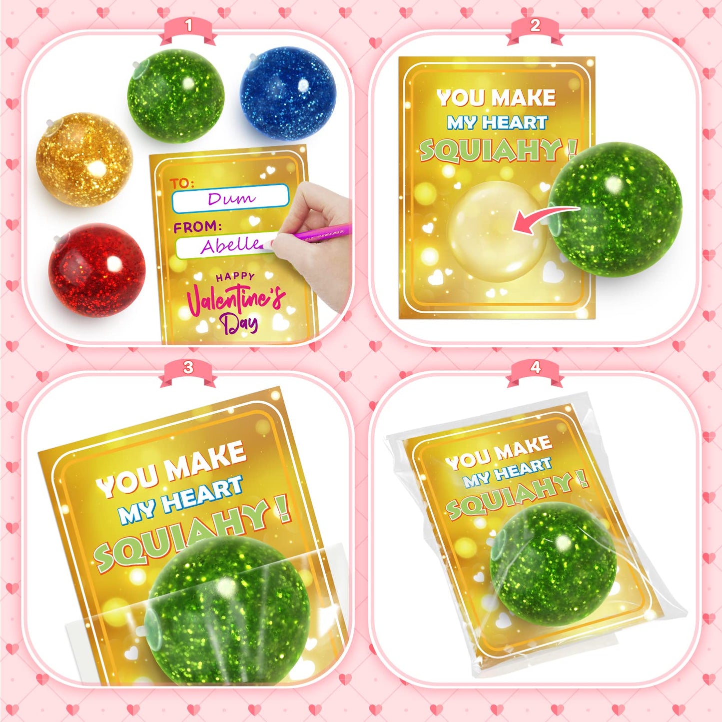 OCHIDO 24-Pack Valentines Cards with Squeeze Balls – Classroom Exchange Gifts