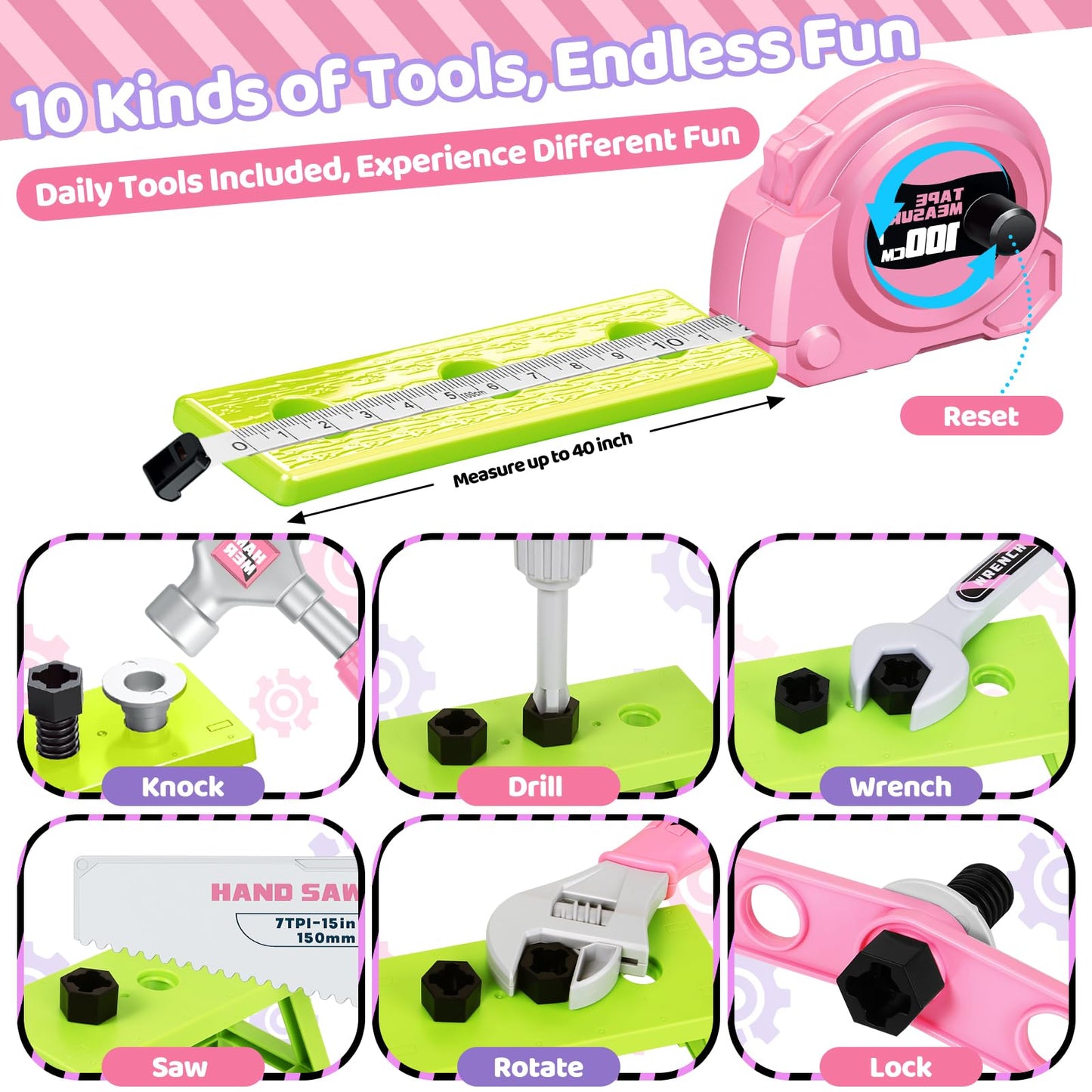 OCHIDO Kids Tool Set with Portable Toolbox – 46-Piece Toddler Construction Kit for Ages 3-6