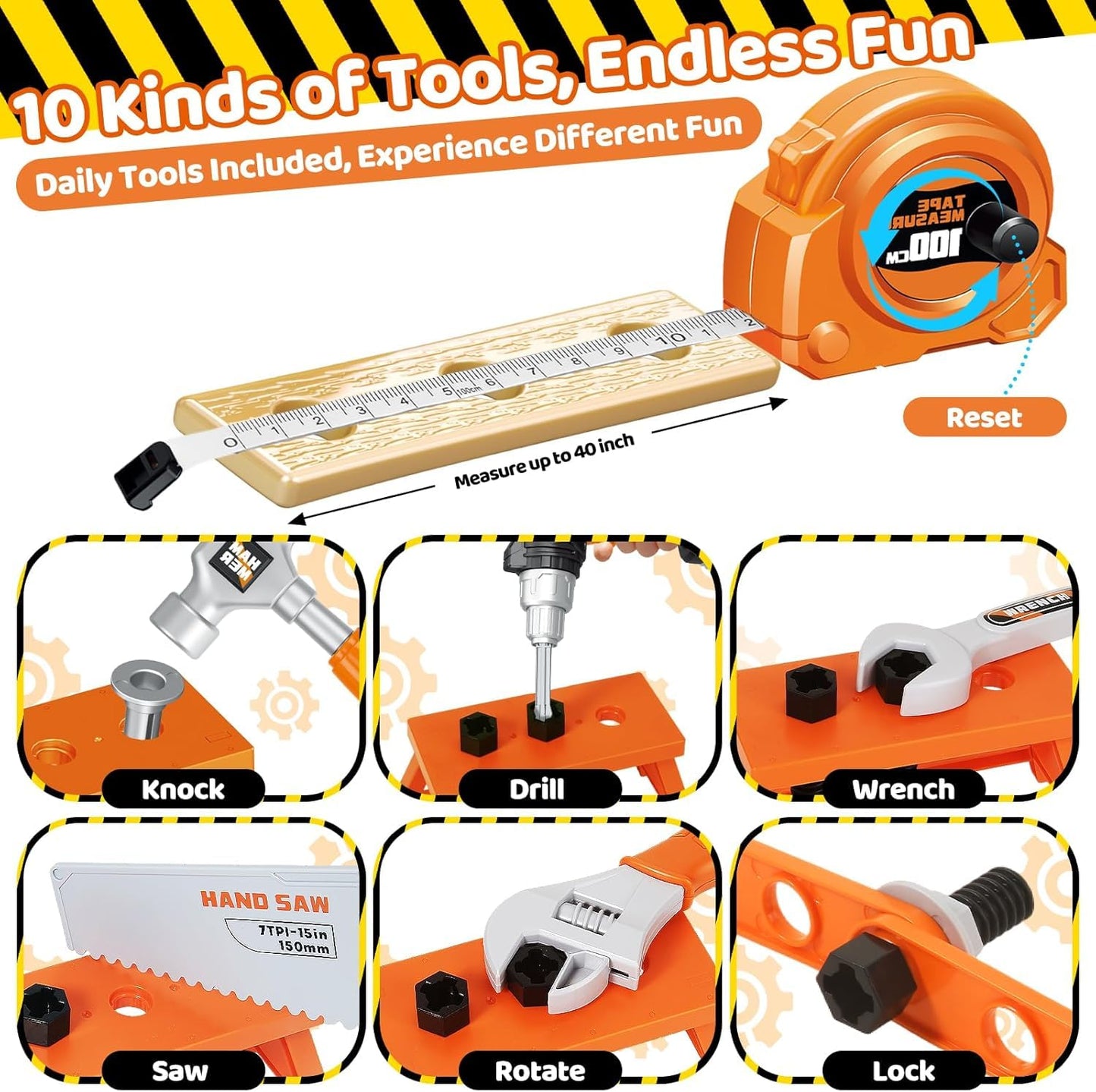 OCHIDO Toy Tool Set with Portable Toolbox – Electric Drill for Ages 3–6