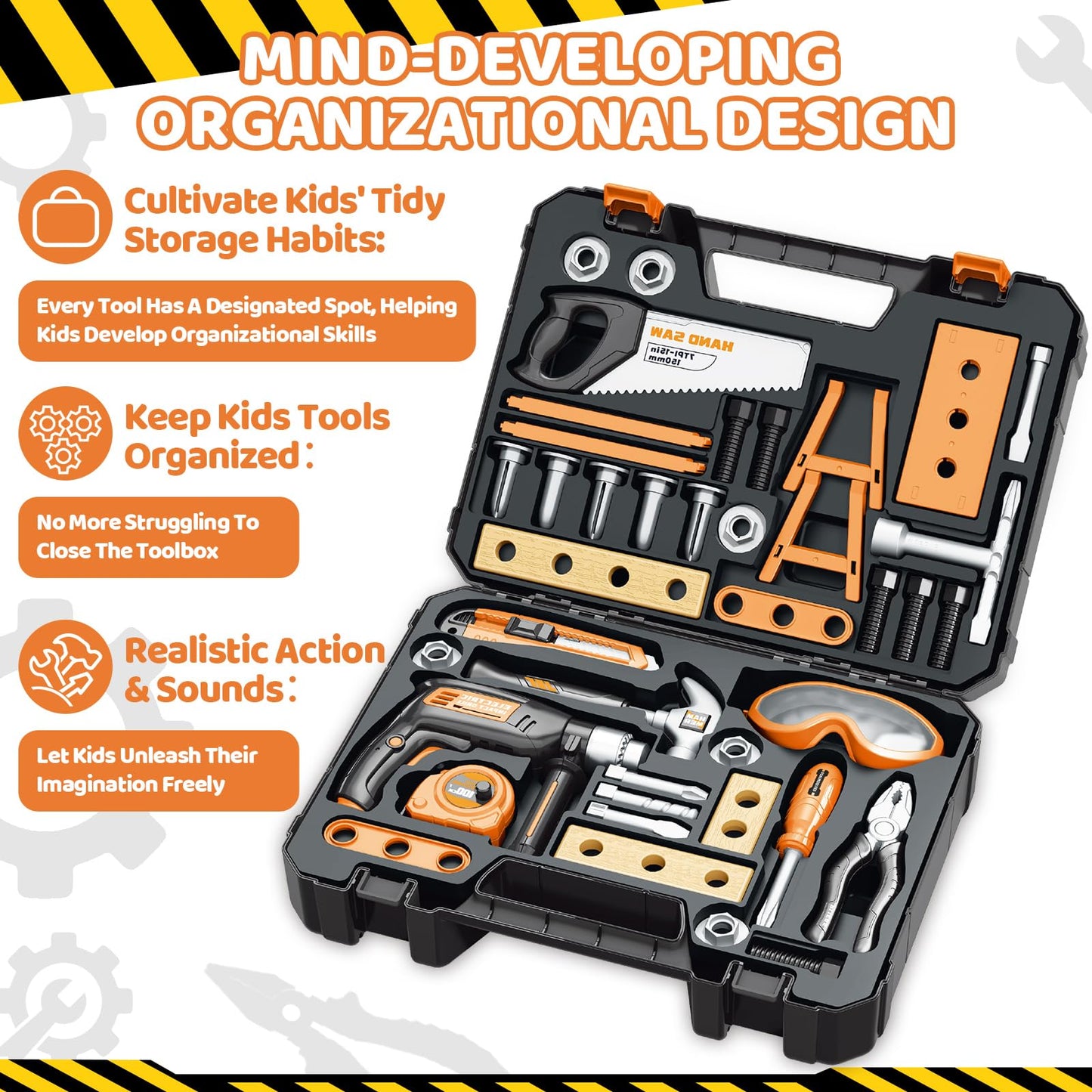 OCHIDO Kids Tool Set - 41-Piece Tool Box & Electronic Drill for Ages 3-8