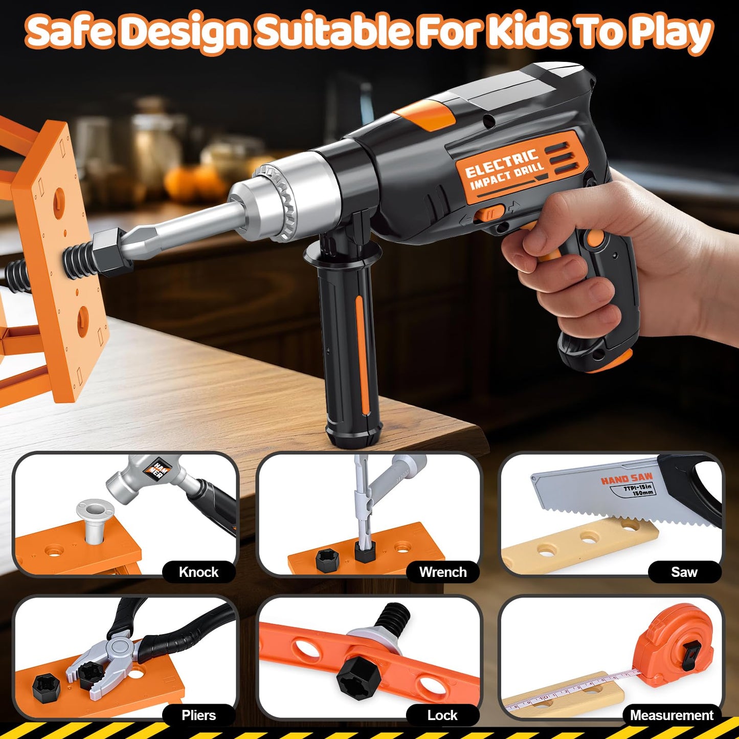 OCHIDO Kids Tool Set - 41-Piece Tool Box & Electronic Drill for Ages 3-8