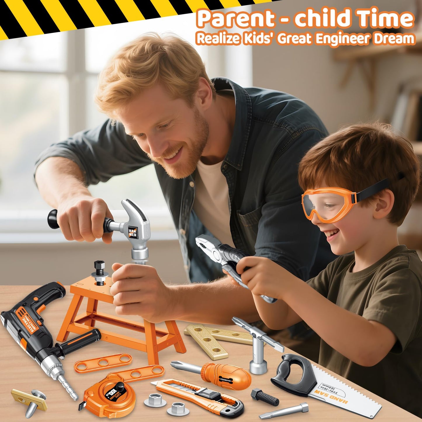 OCHIDO Kids Tool Set - 41-Piece Tool Box & Electronic Drill for Ages 3-8