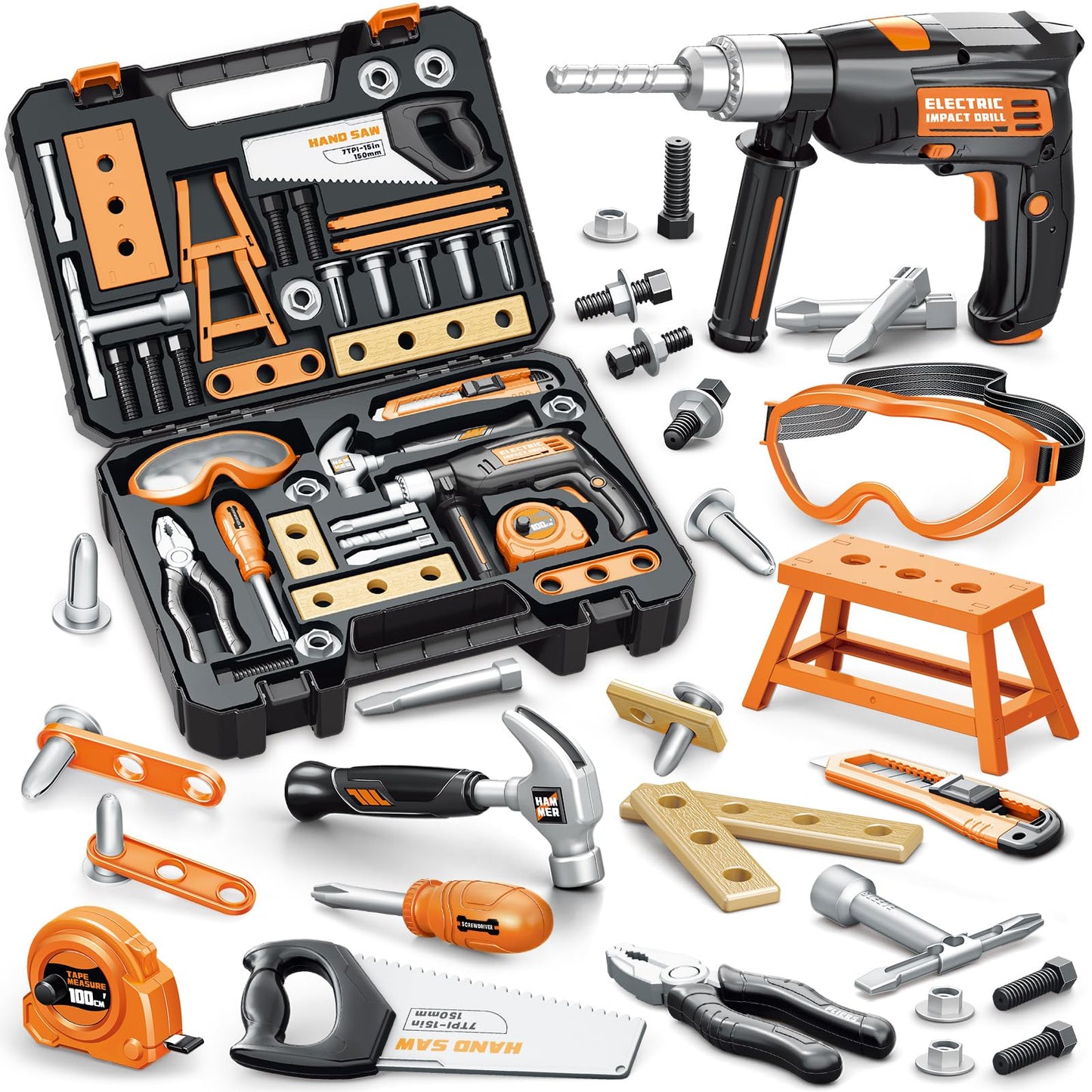 OCHIDO Kids Tool Set - 41-Piece Tool Box & Electronic Drill for Ages 3-8