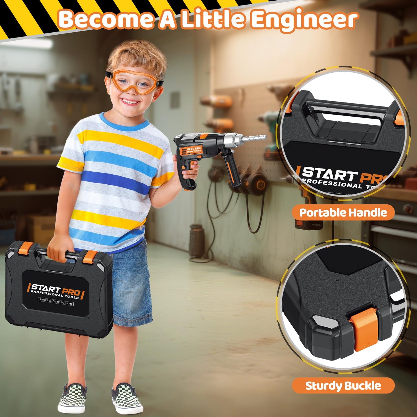 OCHIDO Kids Tool Set - 41-Piece Tool Box & Electronic Drill for Ages 3-8
