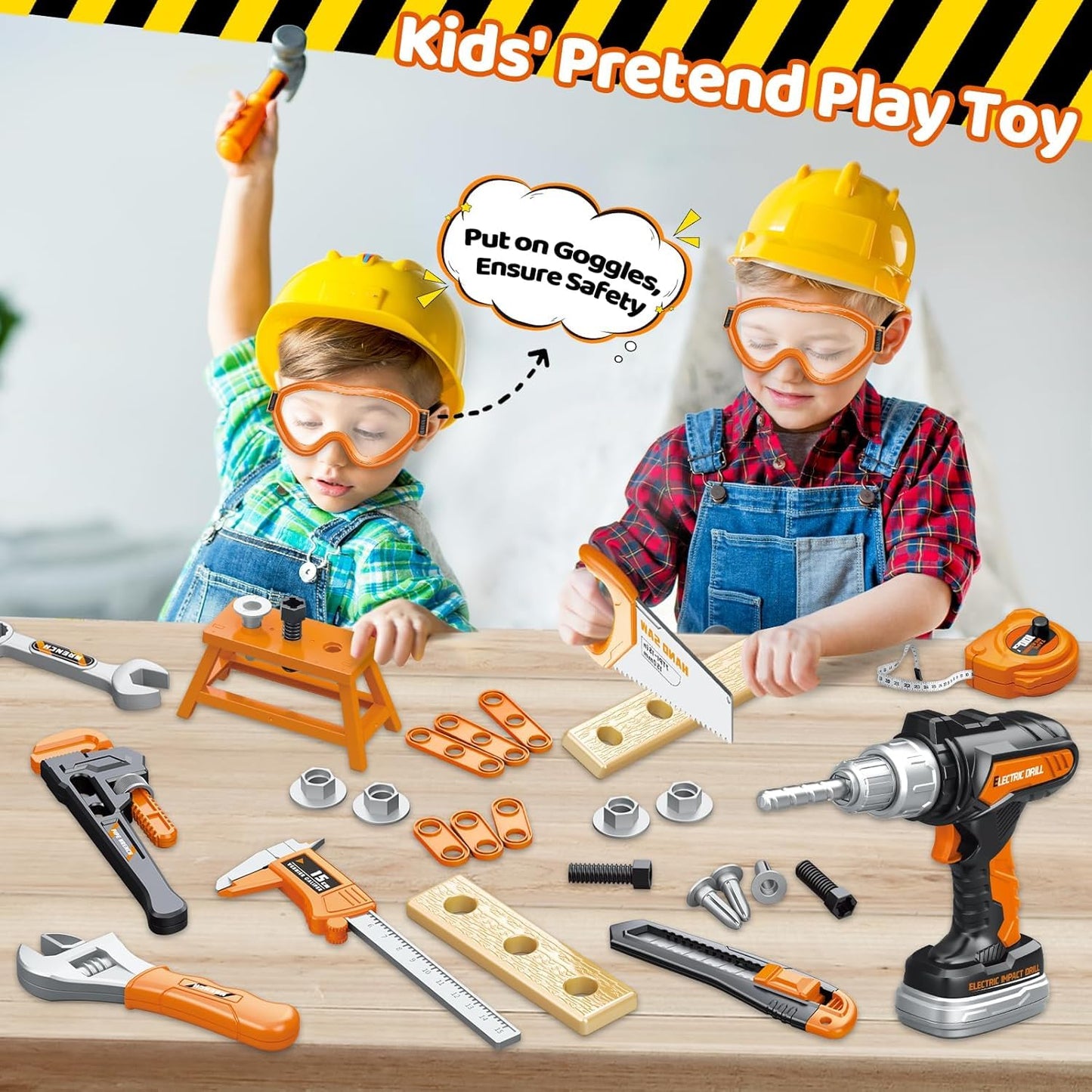 OCHIDO Toy Tool Set with Portable Toolbox – Electric Drill for Ages 3–6