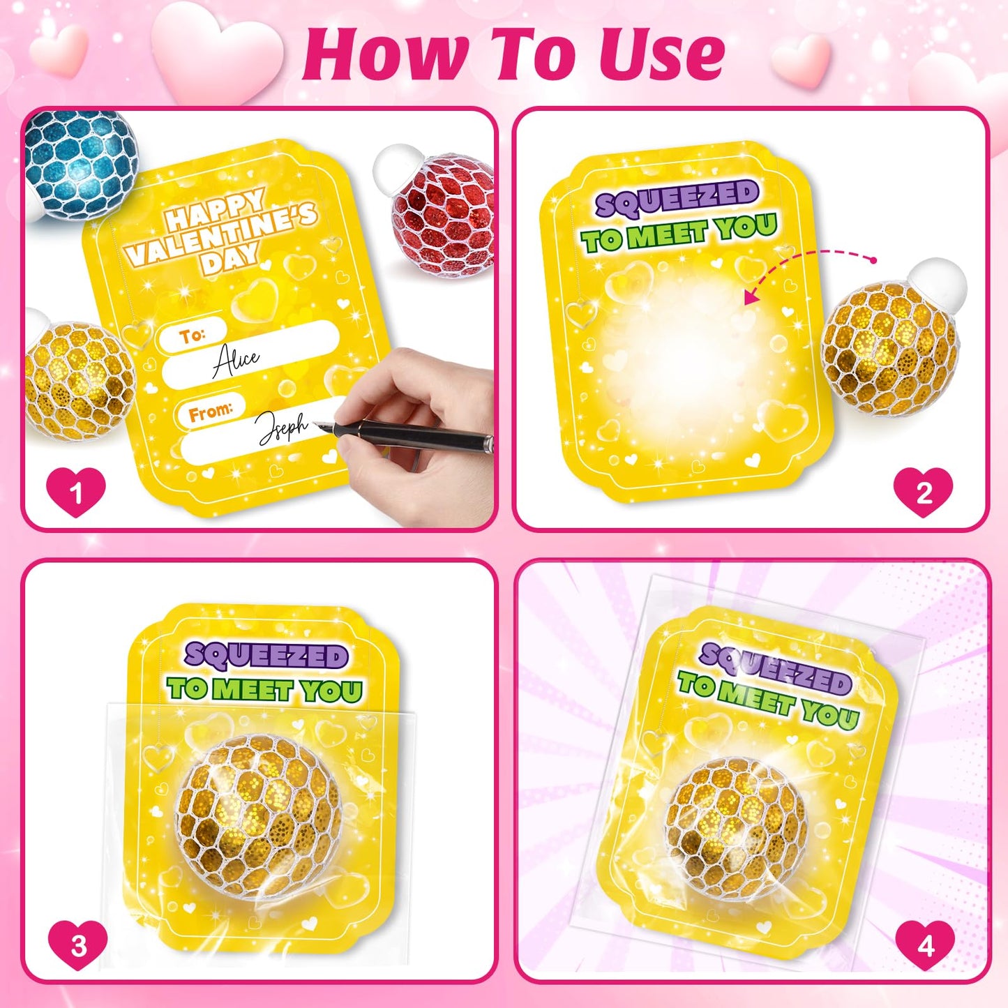 OCHIDO 24 Pack Valentines Day Cards with Slime Squeeze Balls – Classroom Gift Set