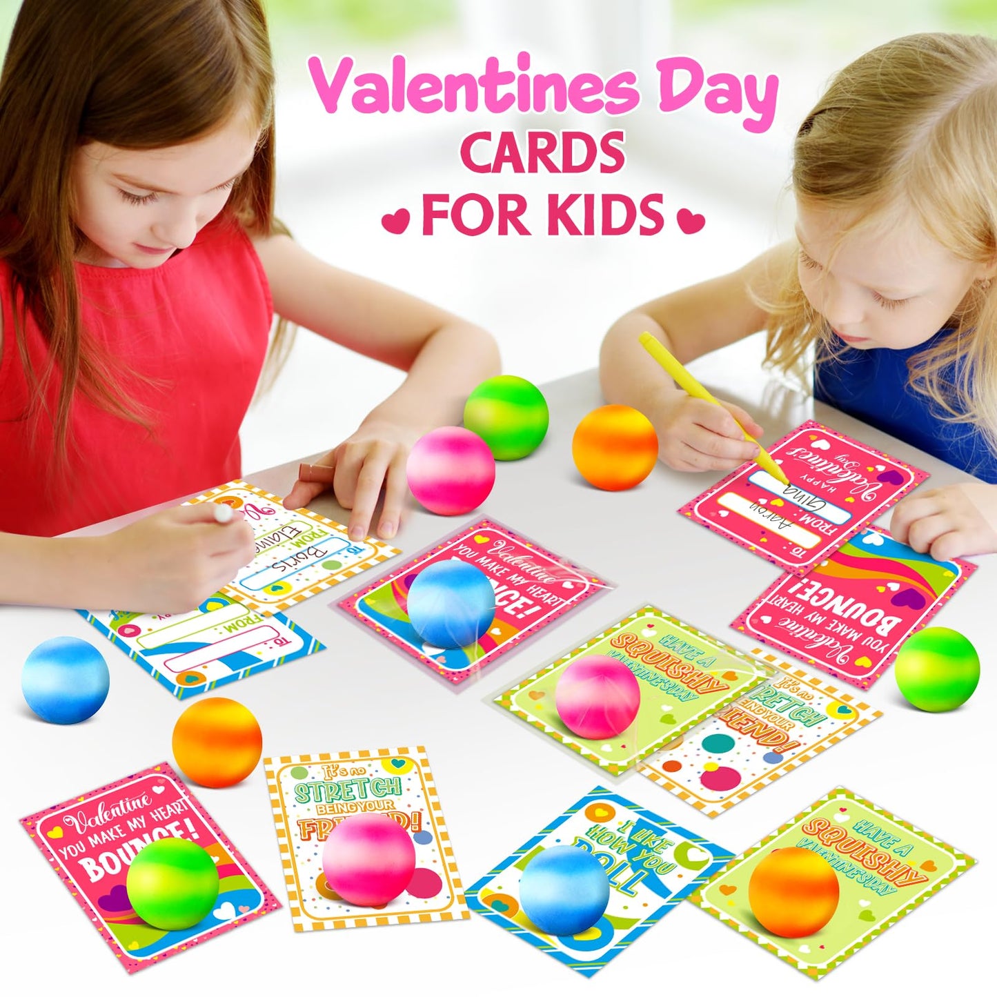 OCHIDO 24-Pack Kids Valentine Cards with Squeeze Balls – Classroom Gifts & Party Favors