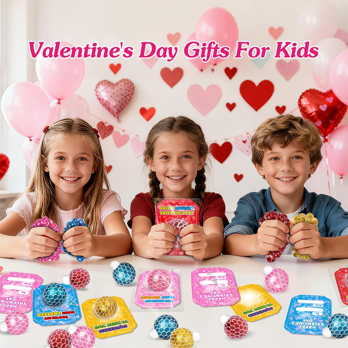 OCHIDO 24 Pack Valentines Day Cards with Slime Squeeze Balls – Classroom Gift Set