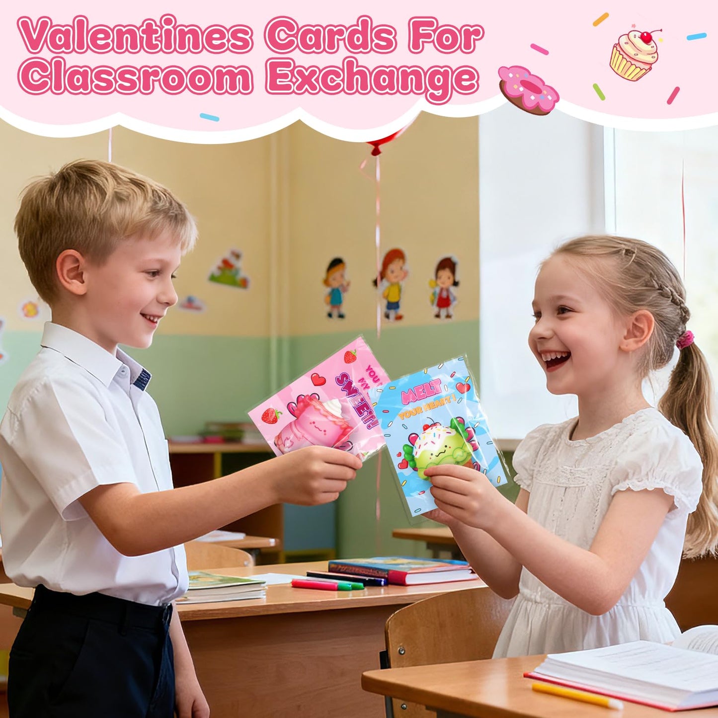 OCHIDO 24 Pack Valentines Cards with Axolotl Squeeze Toys – Classroom Gift Set