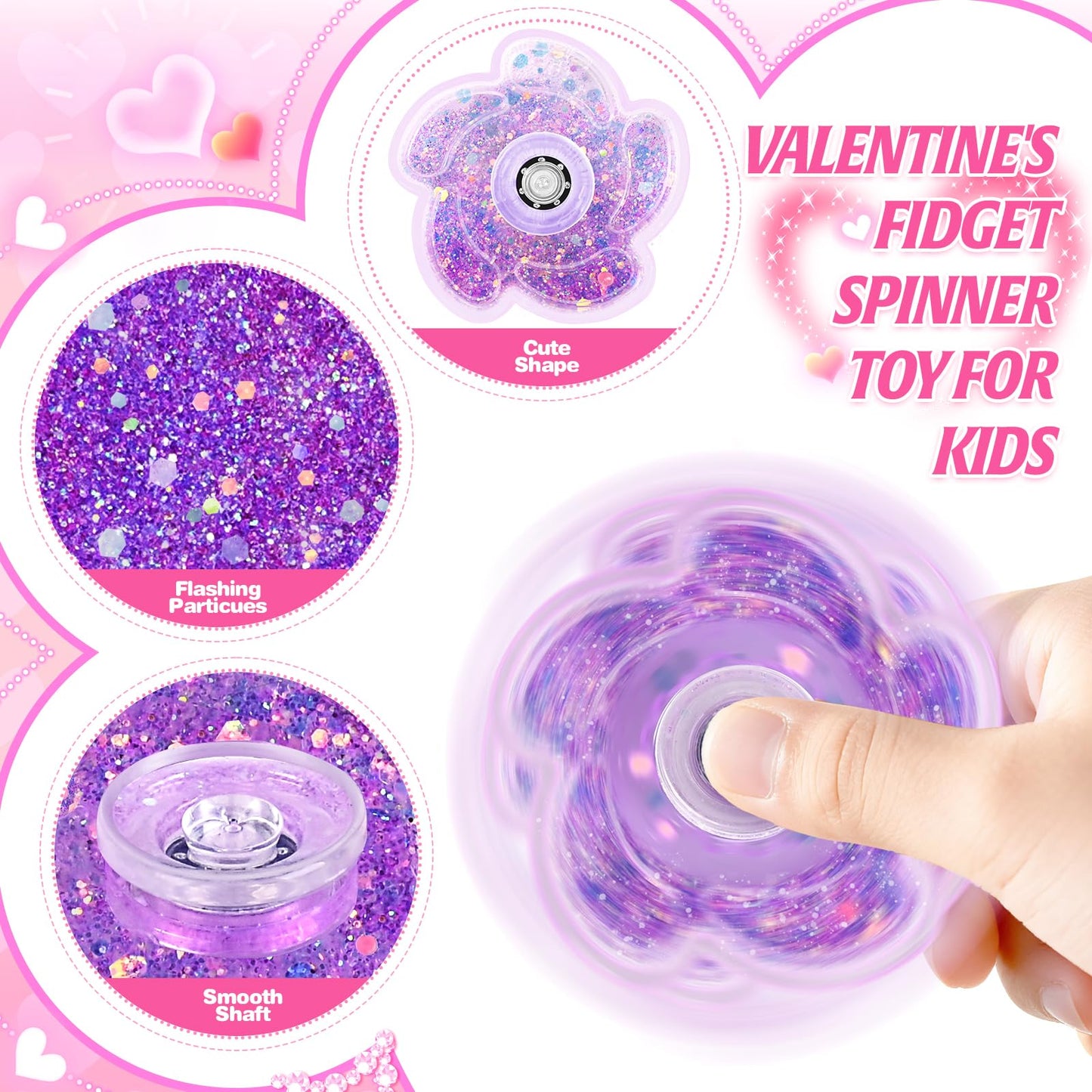 OCHIDO 24-Pack Valentines Day Cards with Fidget Spinner – Classroom Gift Set