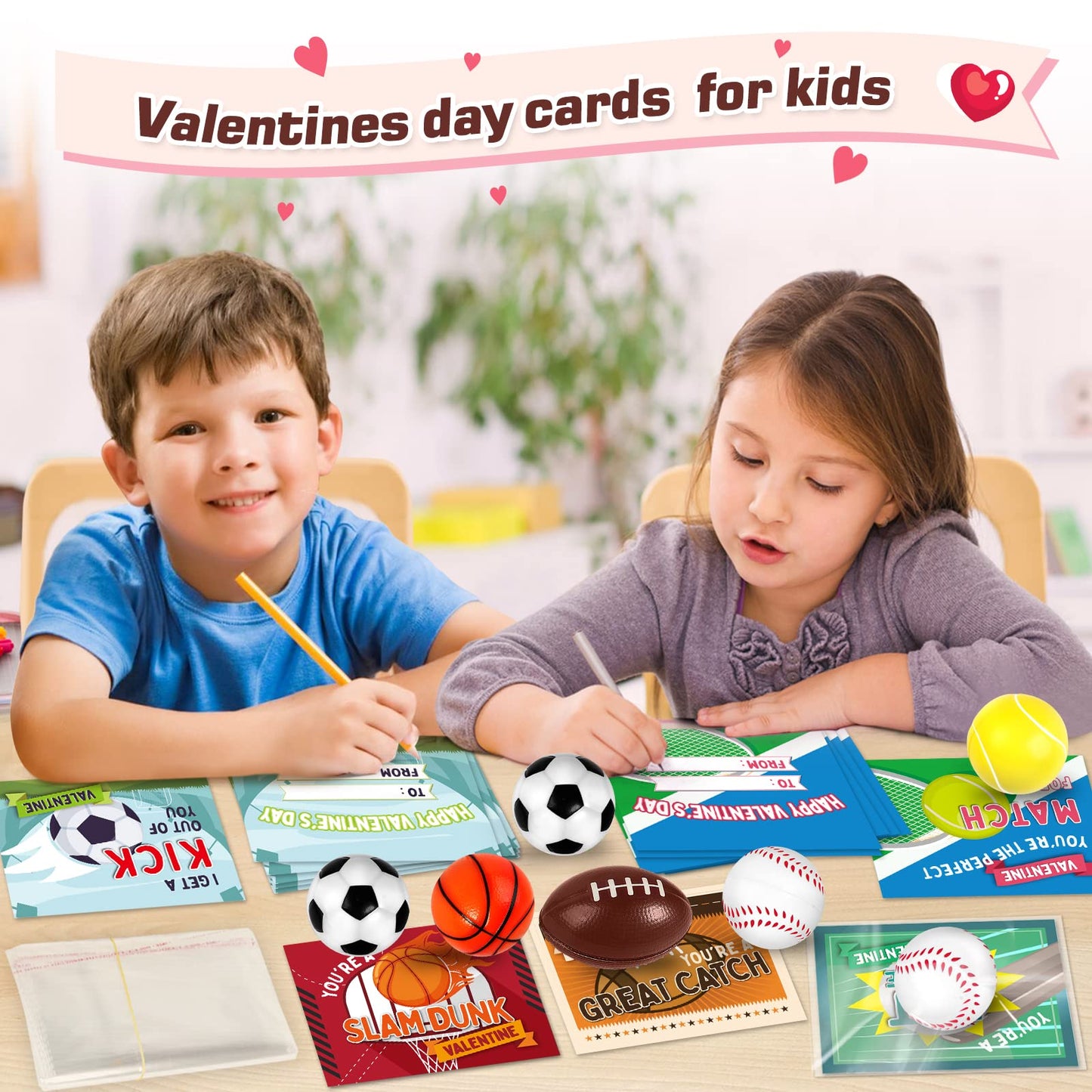 OCHIDO 30-Piece Valentine's Day Gift Set: Sports Squeeze Balls & Cards for Kids