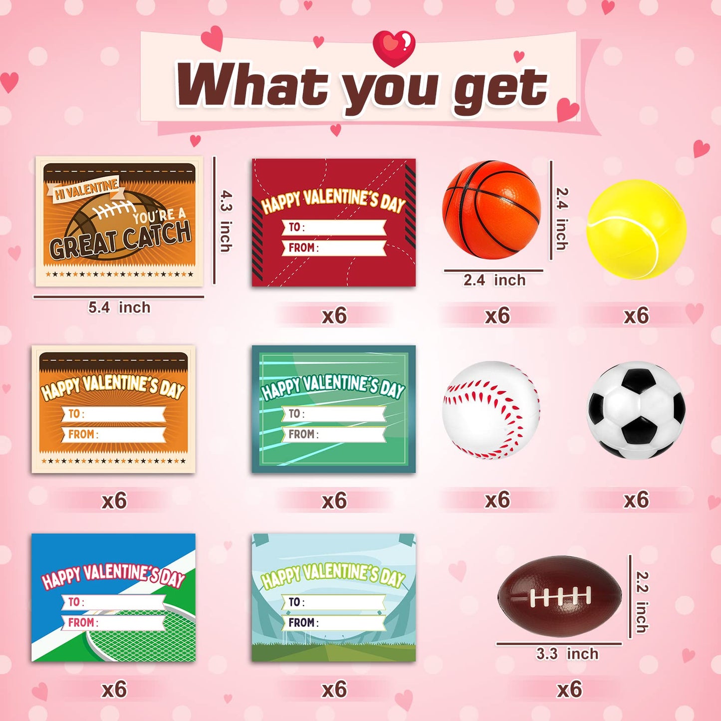 OCHIDO 30-Piece Valentine's Day Gift Set: Sports Squeeze Balls & Cards for Kids