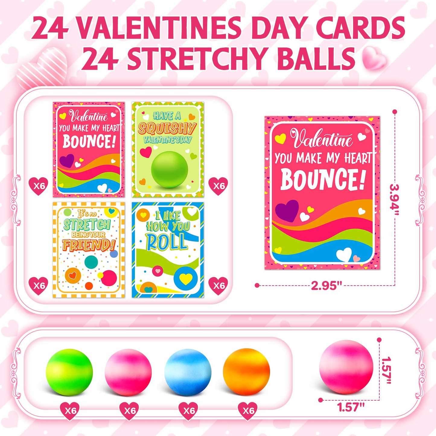 OCHIDO 24-Pack Kids Valentine Cards with Squeeze Balls – Classroom Gifts & Party Favors