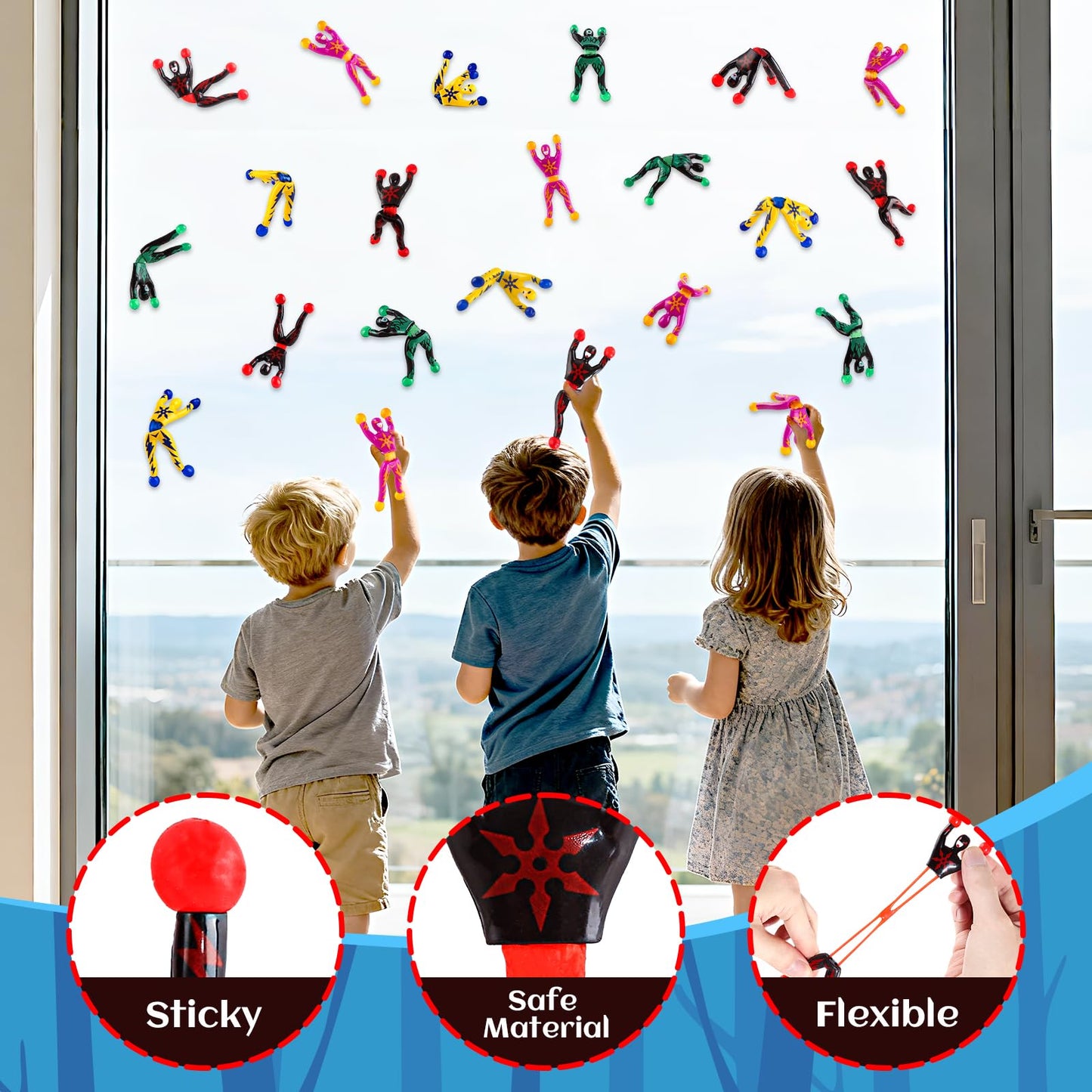 OCHIDO 28-Pack Valentines Cards for Kids with Sticky Wall Climbing Ninja Toys – Classroom Gifts & Party Favors