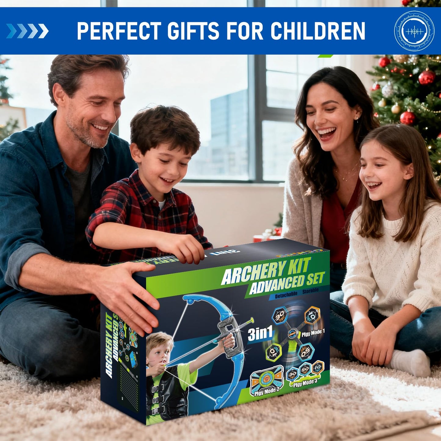 OCHIDO 2 Pack Bow & Arrow for Kids – LED 3-in-1 Archery Set with 4 Targets
