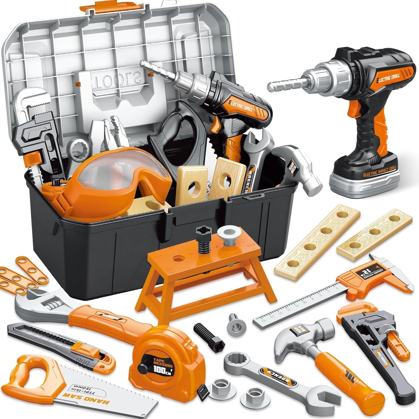 OCHIDO Toy Tool Set with Portable Toolbox – Electric Drill for Ages 3–6