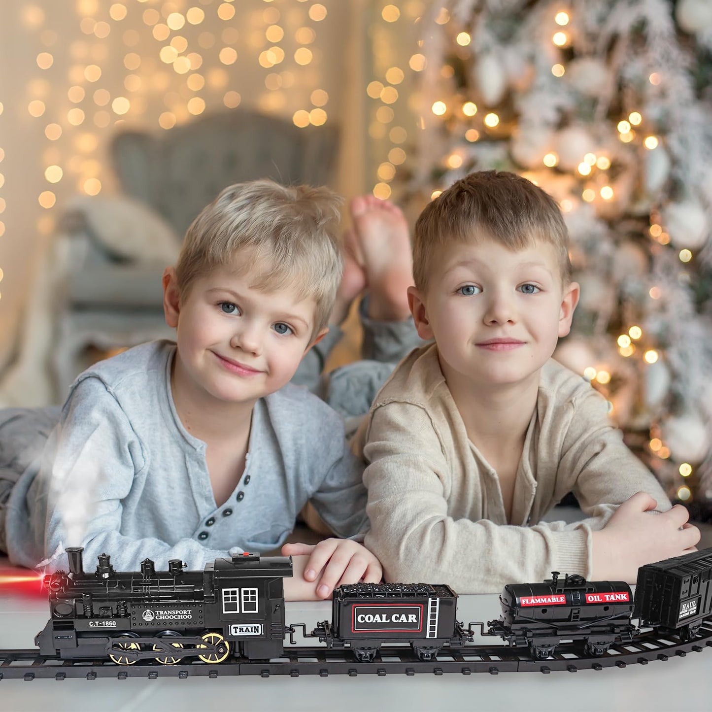 OCHIDO Train Set - Electric Train Toy with Lights, Smoke & Sound for Kids 3-8