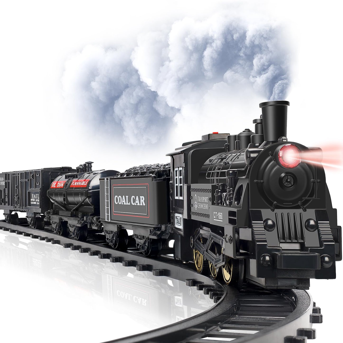OCHIDO Train Set - Electric Train Toy with Lights, Smoke & Sound for Kids 3-8