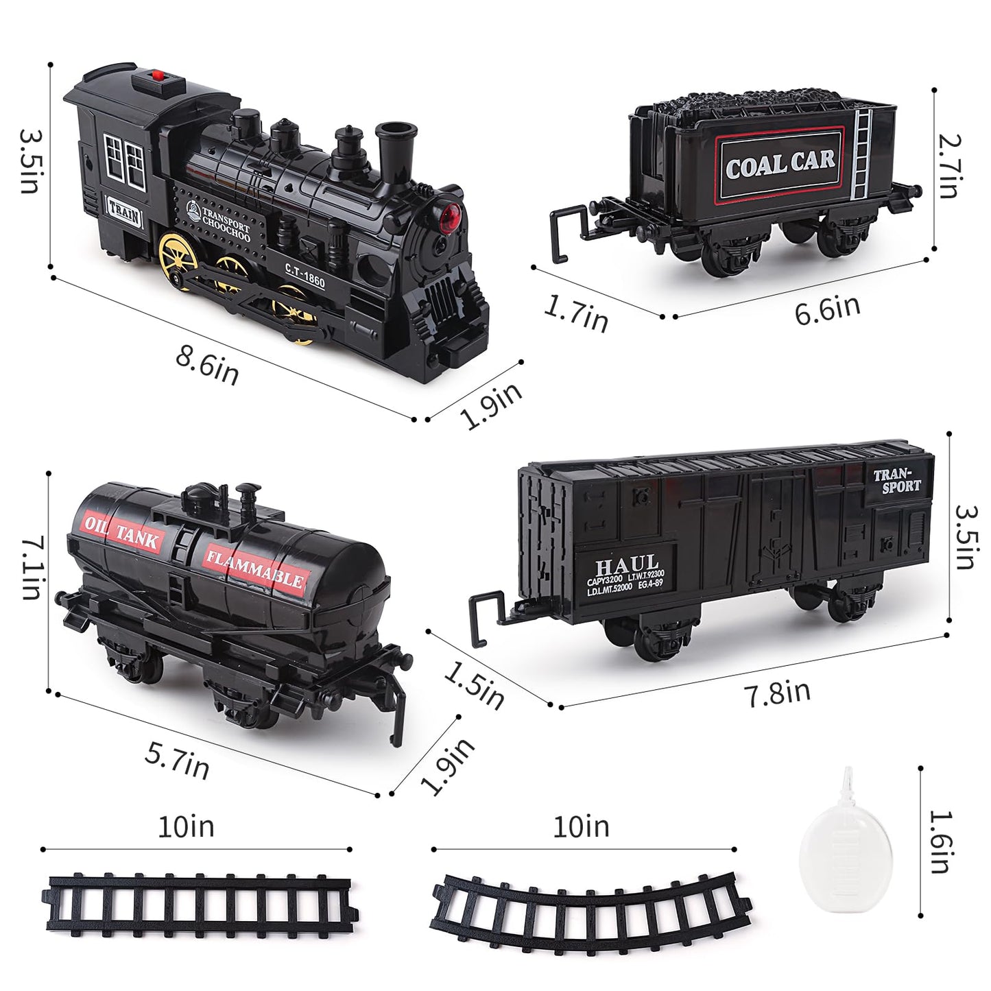 OCHIDO Train Set - Electric Train Toy with Lights, Smoke & Sound for Kids 3-8