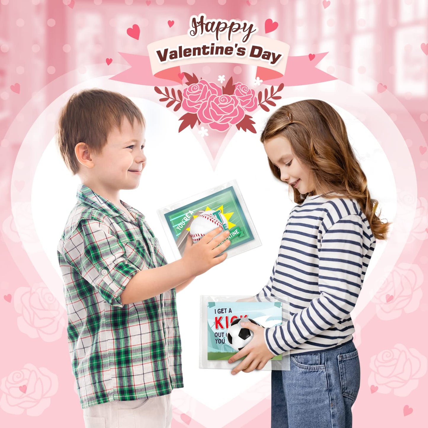 OCHIDO 30-Piece Valentine's Day Gift Set: Sports Squeeze Balls & Cards for Kids
