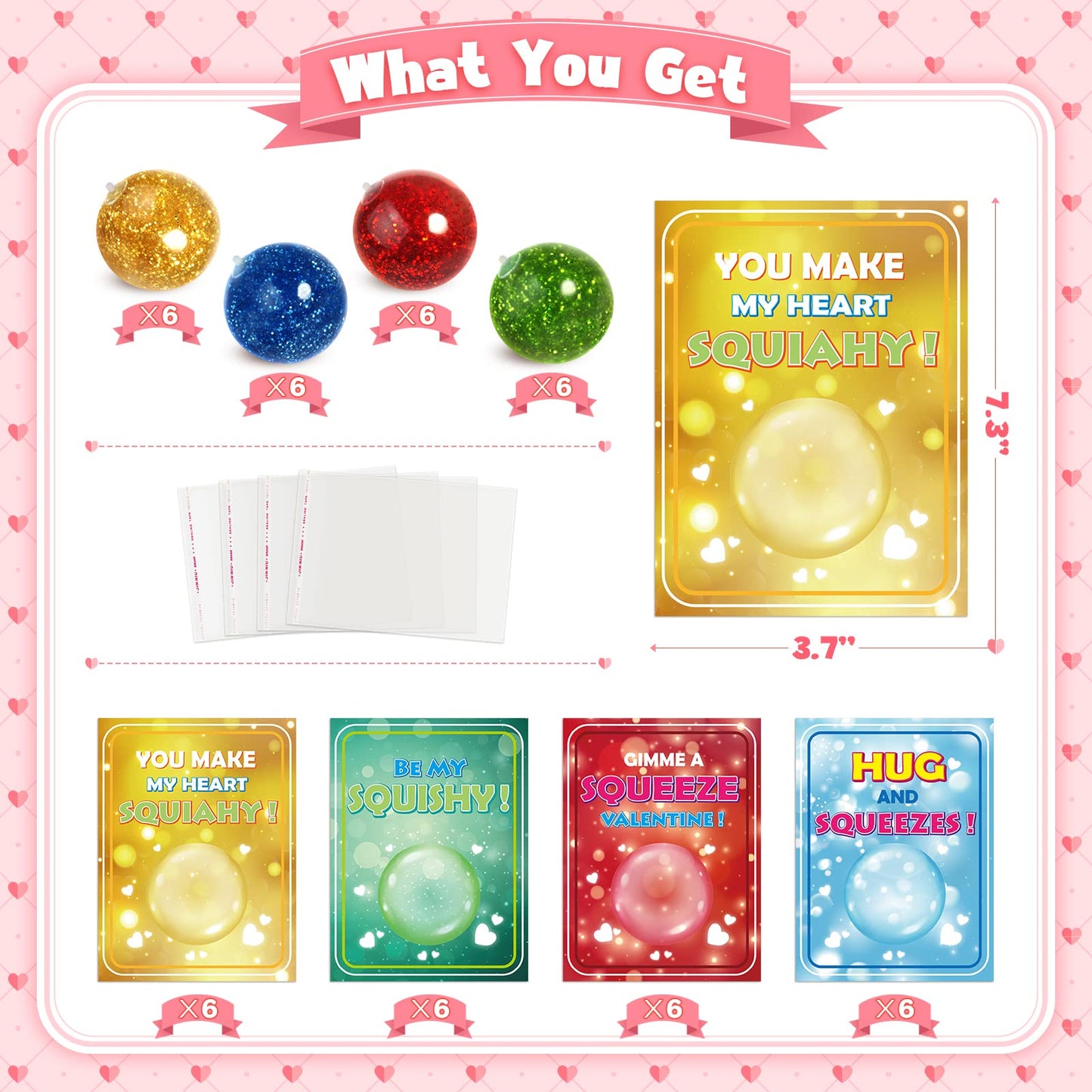 OCHIDO 24-Pack Valentines Cards with Squeeze Balls – Classroom Exchange Gifts