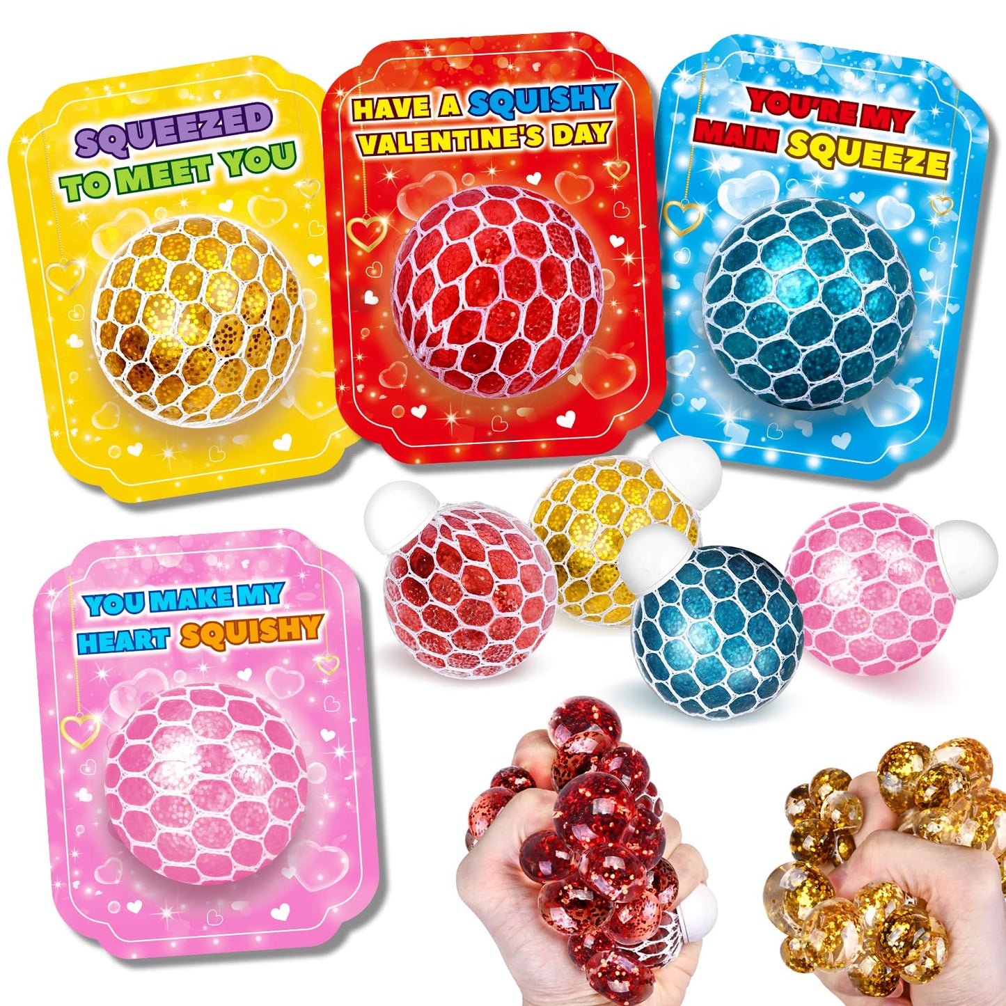 OCHIDO 24 Pack Valentines Day Cards with Slime Squeeze Balls – Classroom Gift Set