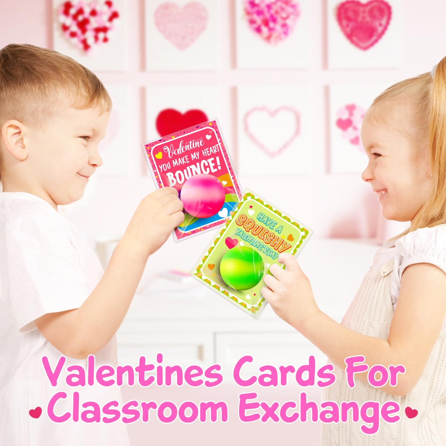 OCHIDO 24-Pack Kids Valentine Cards with Squeeze Balls – Classroom Gifts & Party Favors