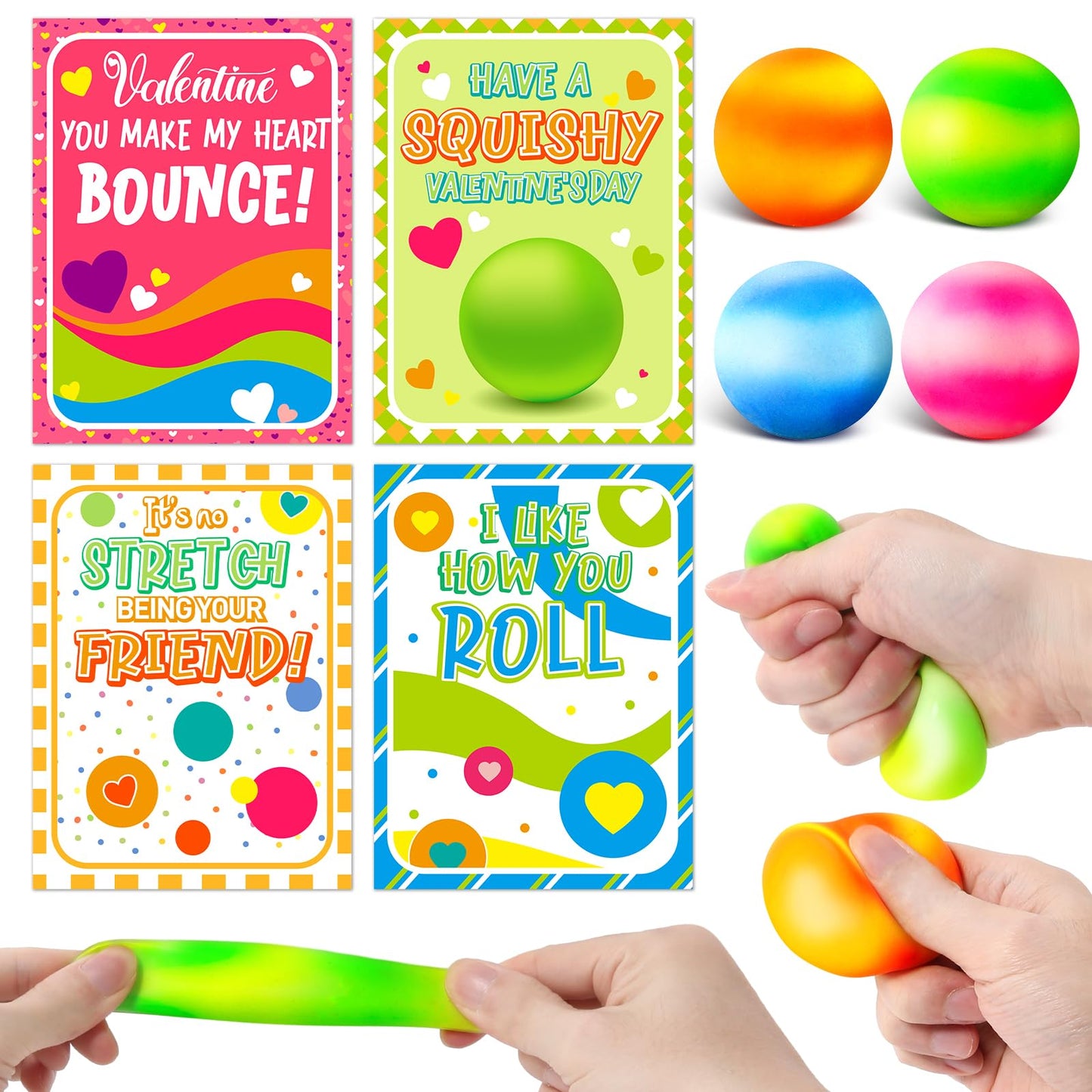 OCHIDO 24-Pack Kids Valentine Cards with Squeeze Balls – Classroom Gifts & Party Favors
