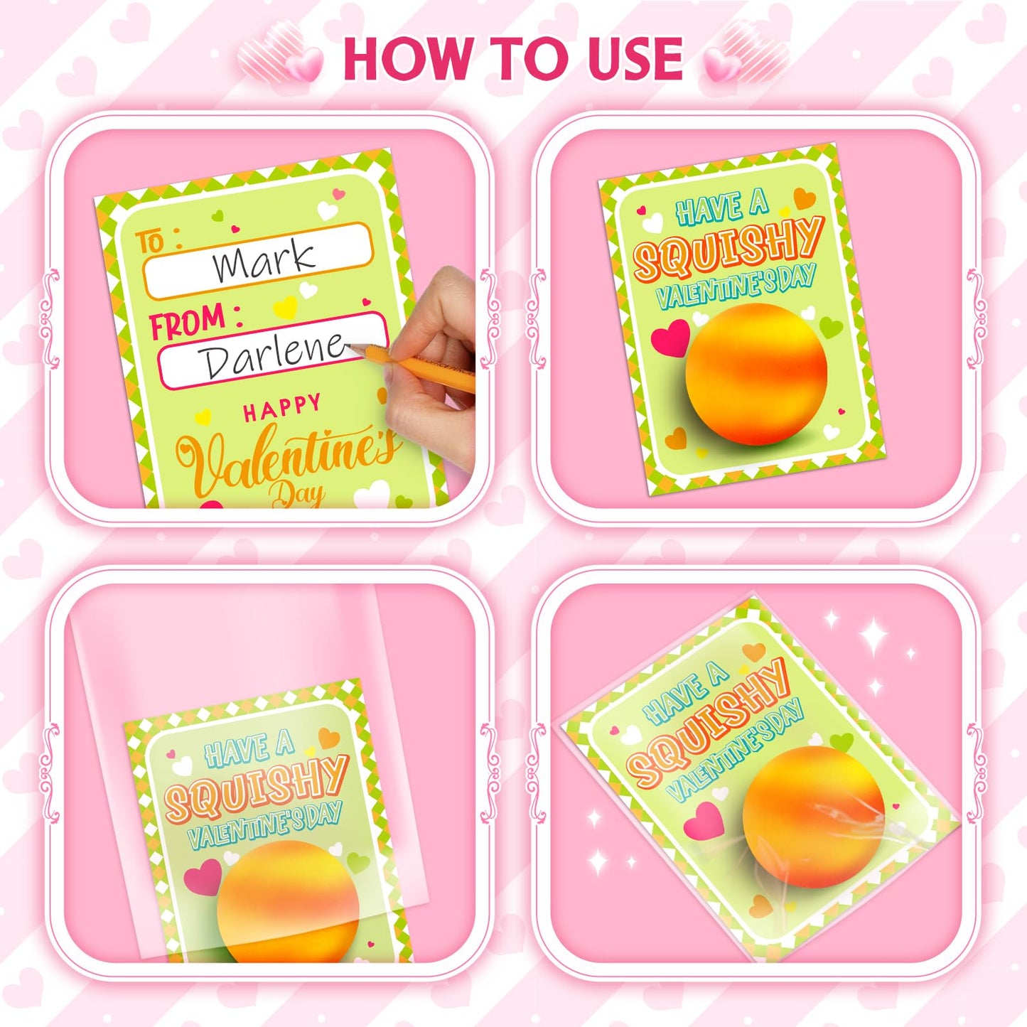 OCHIDO 24-Pack Kids Valentine Cards with Squeeze Balls – Classroom Gifts & Party Favors