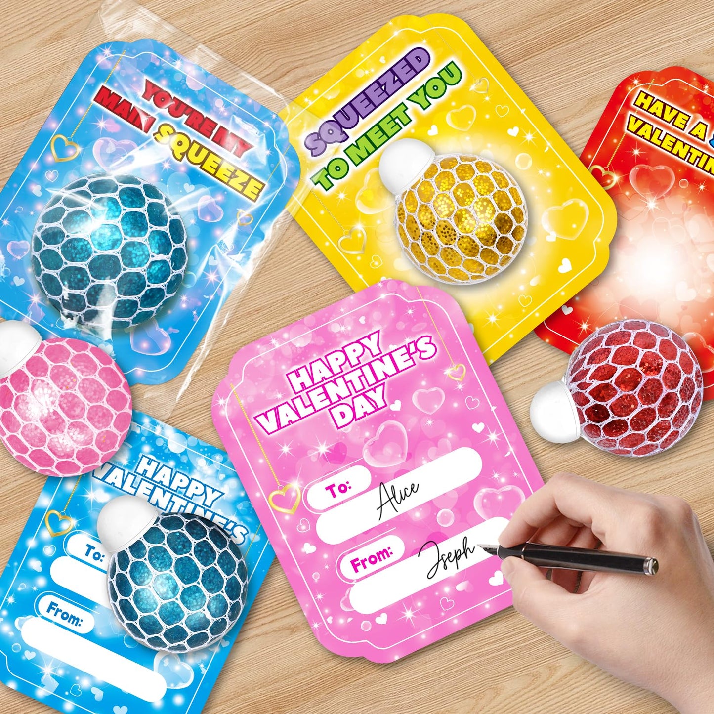 OCHIDO 24 Pack Valentines Day Cards with Slime Squeeze Balls – Classroom Gift Set