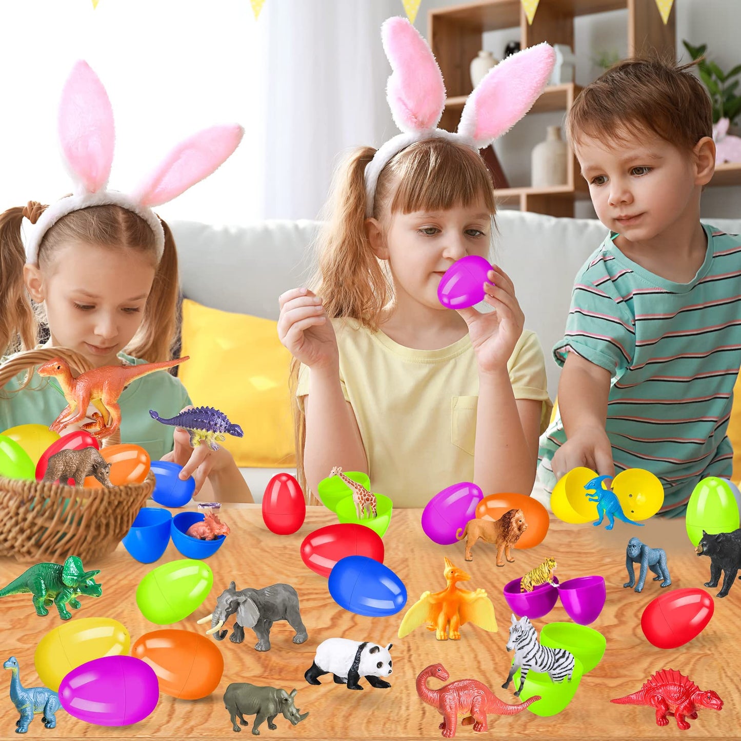 OCHIDO 24-Pack Prefilled Easter Egg Toys for Kids – Dinosaur & Animal Easter Egg Hunt