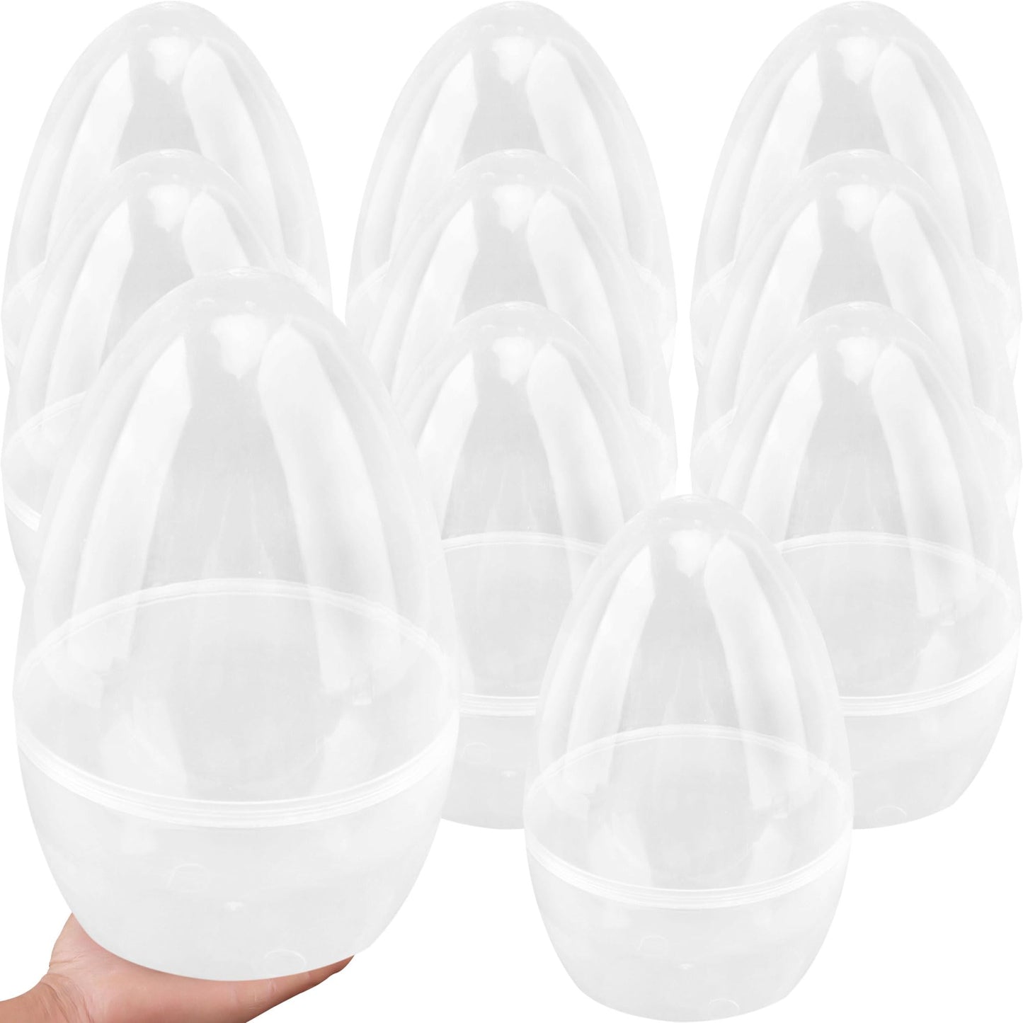 Octaday 10-Pcs Giant 10-Inch Transparent Easter Eggs – Fillable White Eggs for Easter Basket Stuffers