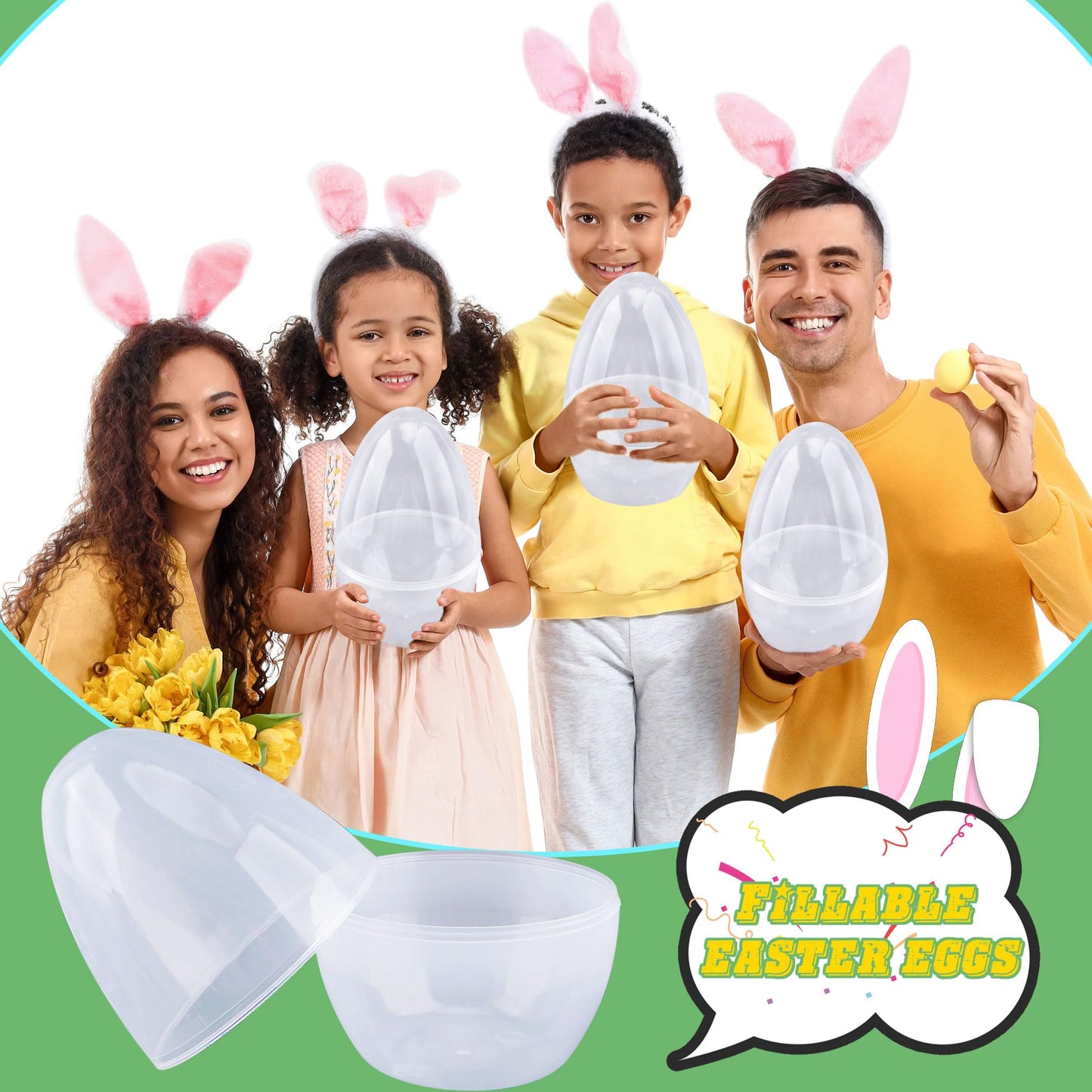 Octaday 10-Pcs Giant 10-Inch Transparent Easter Eggs – Fillable White Eggs for Easter Basket Stuffers