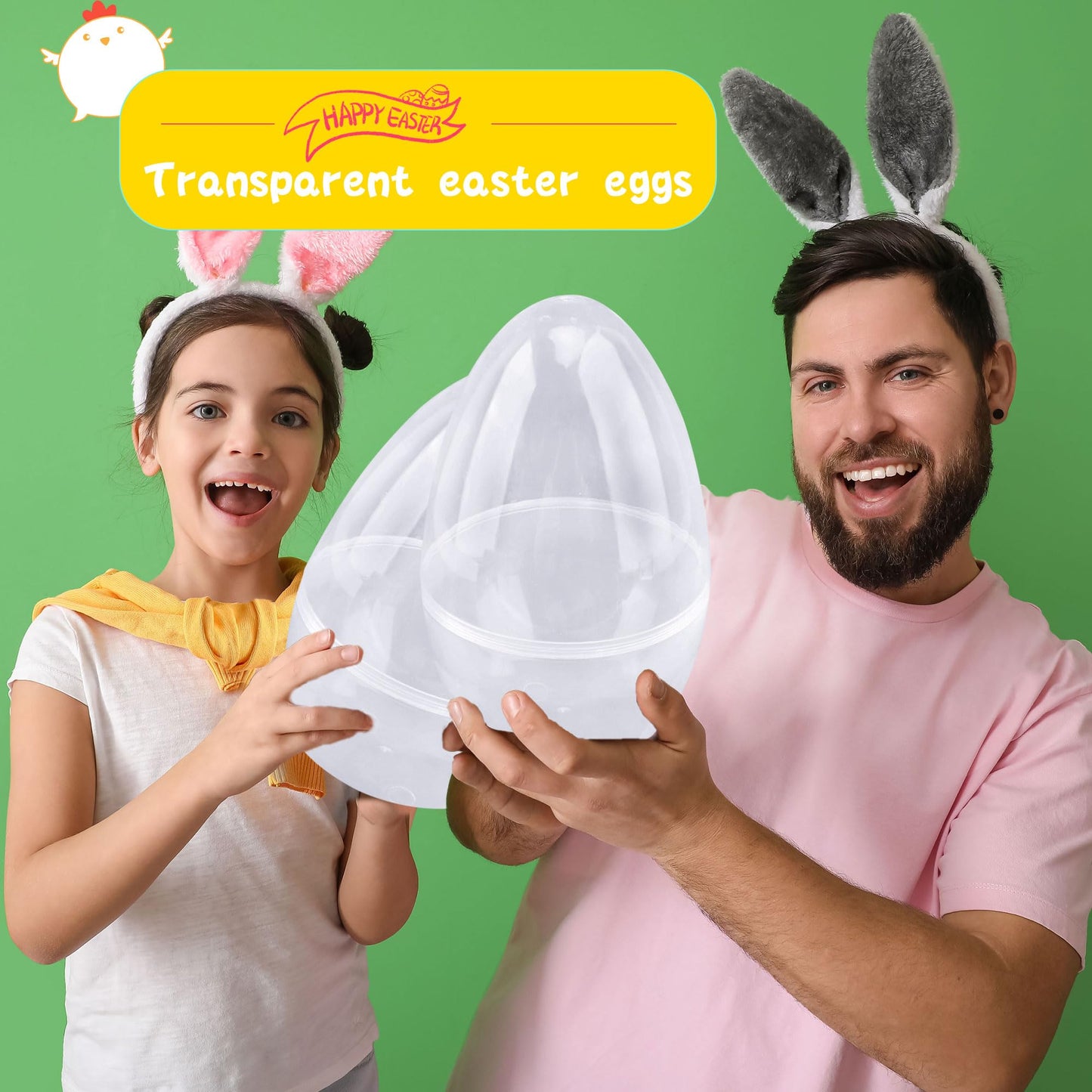 Octaday 10-Pcs Giant 10-Inch Transparent Easter Eggs – Fillable White Eggs for Easter Basket Stuffers