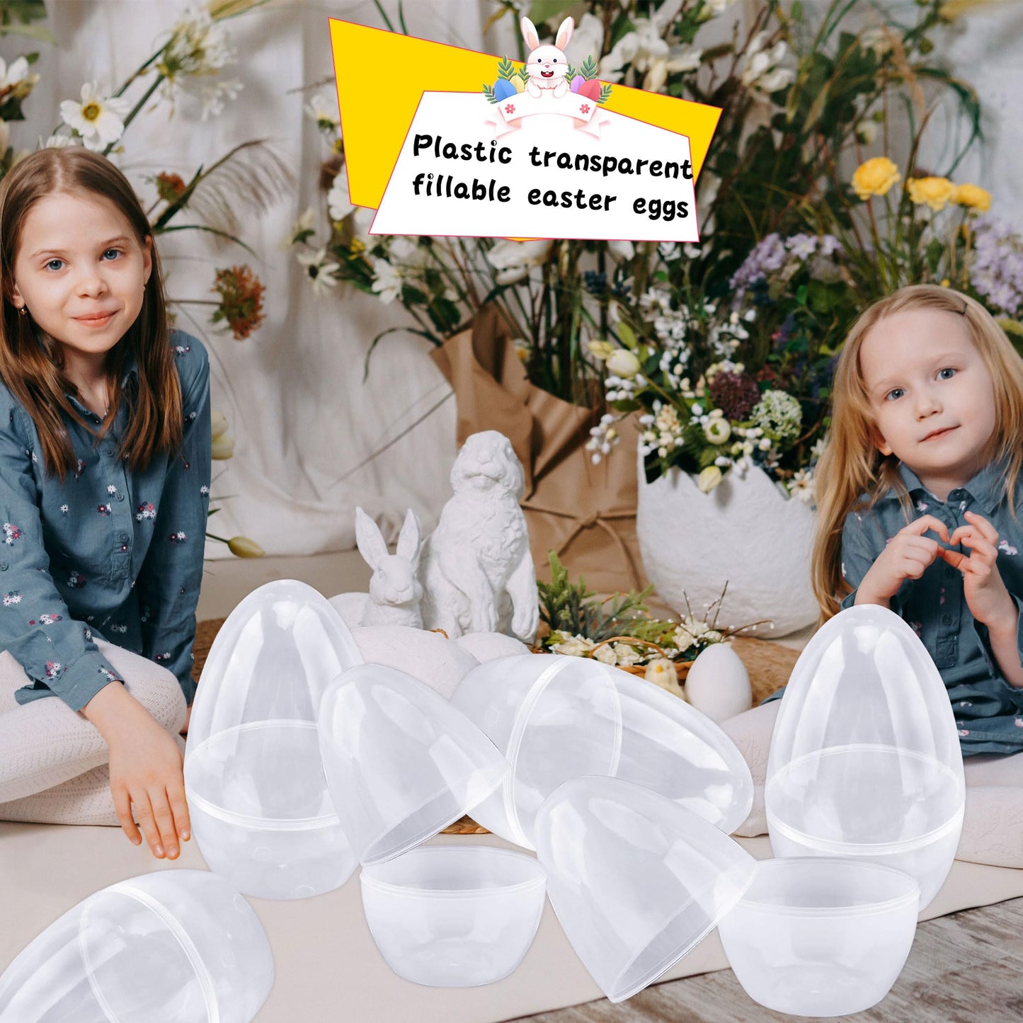 Octaday 10-Pcs Giant 10-Inch Transparent Easter Eggs – Fillable White Eggs for Easter Basket Stuffers