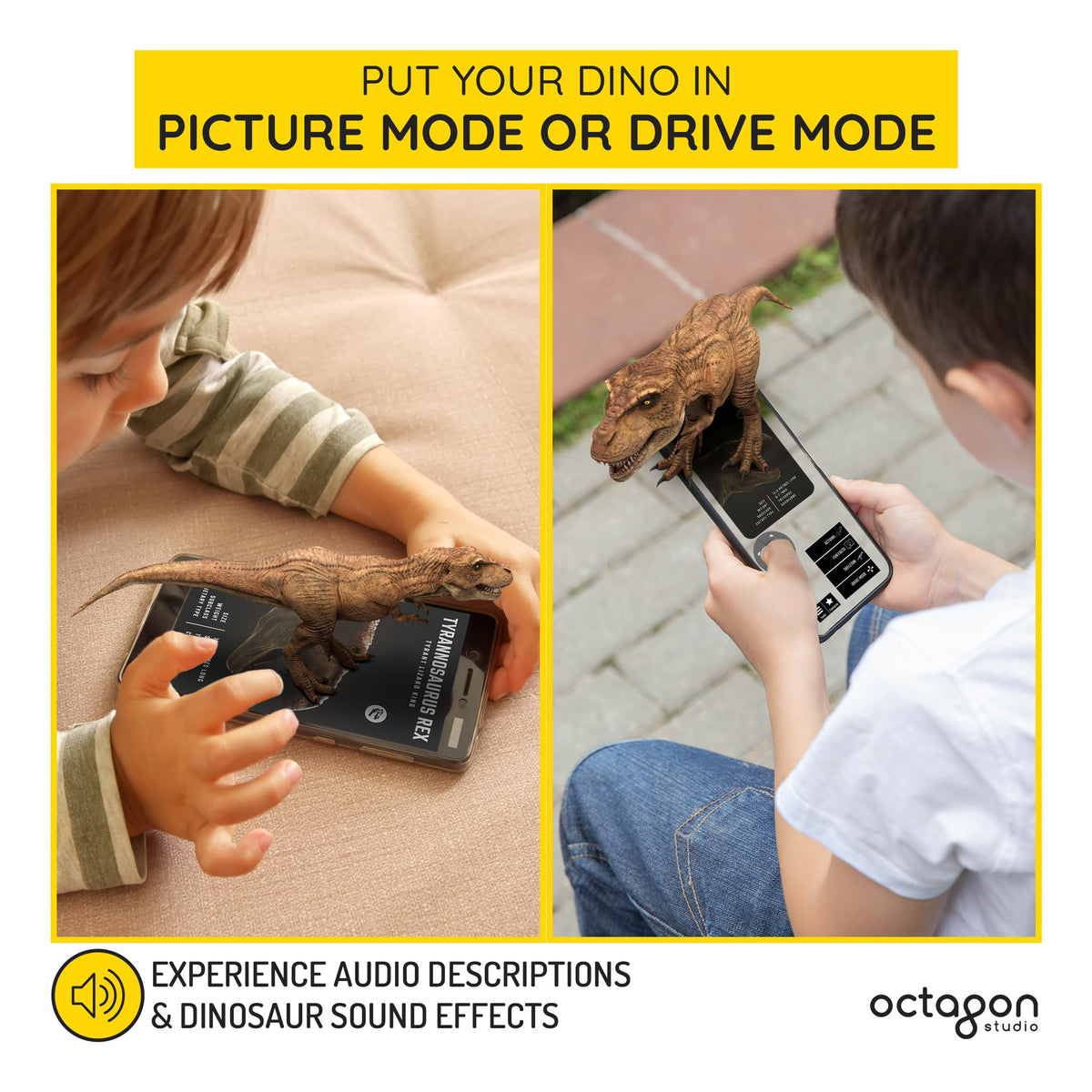 Octagon Studio Dinosaur 4D+ AR Flashcards – Interactive 3D T-Rex & 20 Prehistoric Creatures