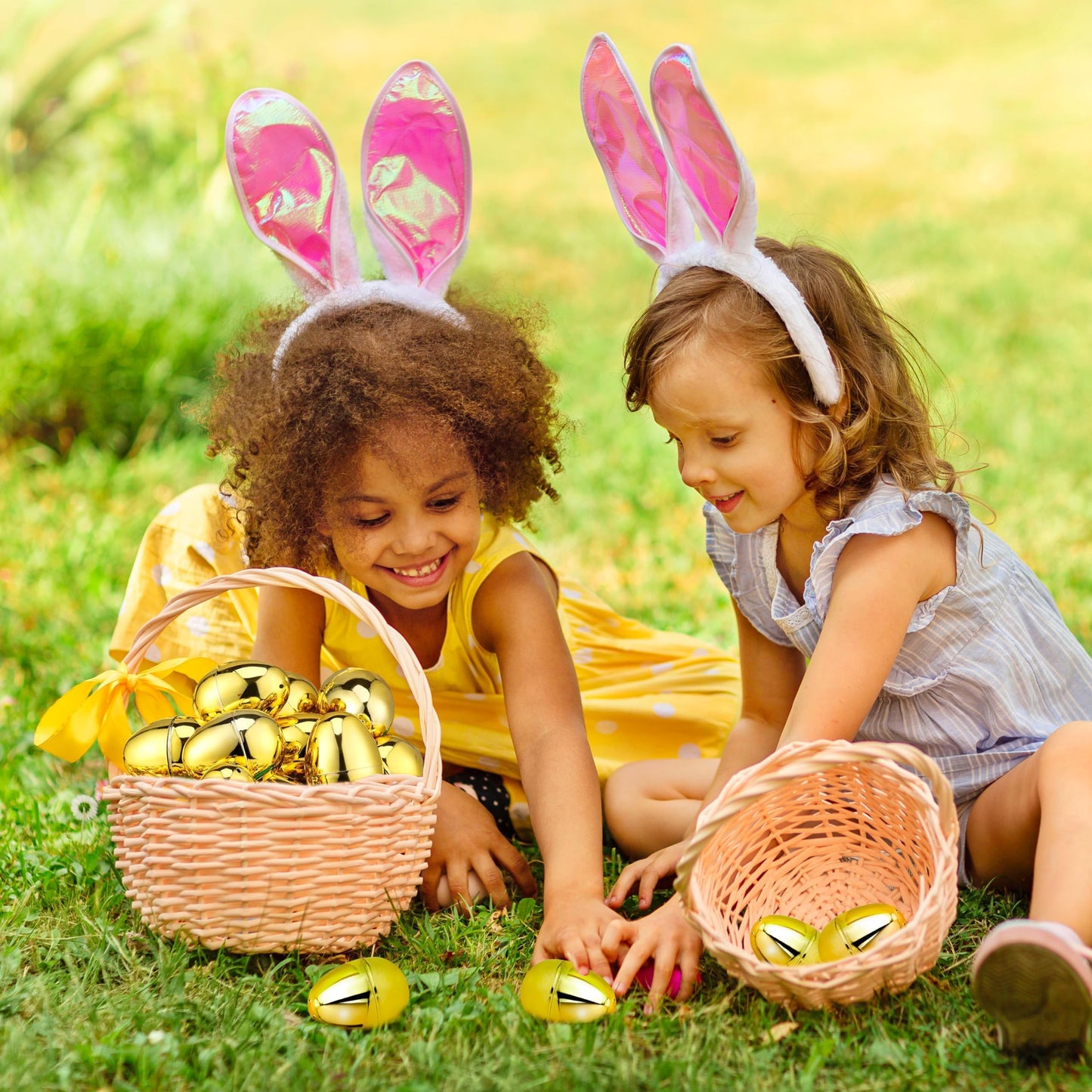 OCTERIC 60 Pcs Shiny Golden Easter Eggs Bulk – 2.3in Fillable Eggs for Hunts & Party Favors