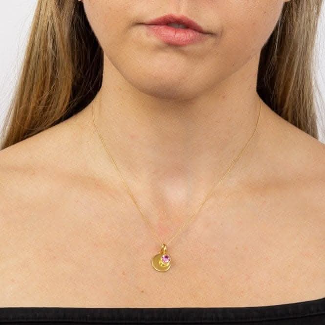 October Yellow Gold Plated Birthstone Engravable Disc Necklace P5017