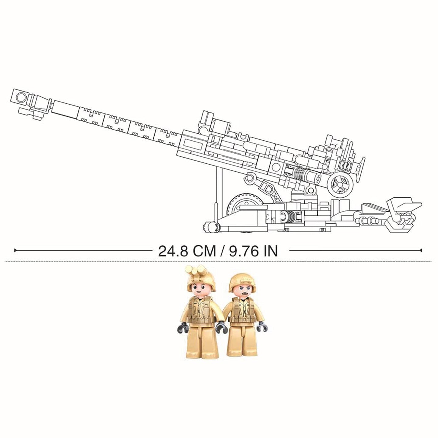 Octopbrik Flak Anti-Tank Gun – Military Brick Set (258 Pieces) with 2 Figures, Compatible with Major Brand