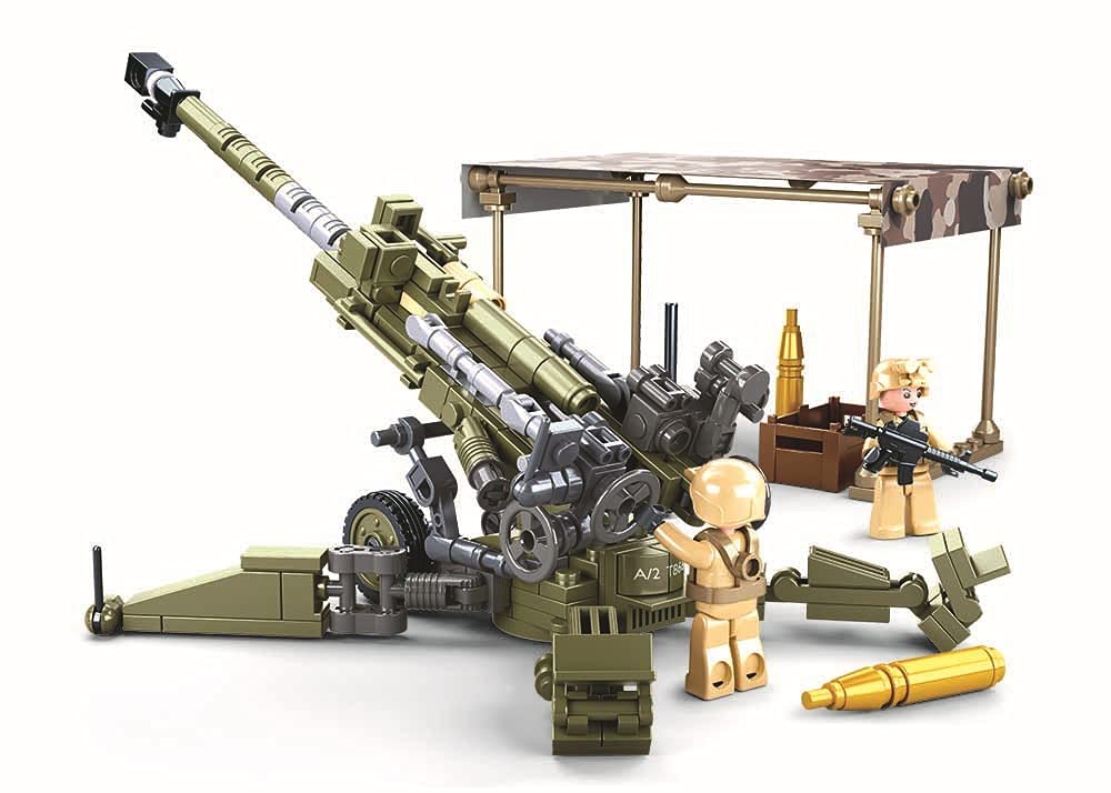 Octopbrik Flak Anti-Tank Gun – Military Brick Set (258 Pieces) with 2 Figures, Compatible with Major Brand