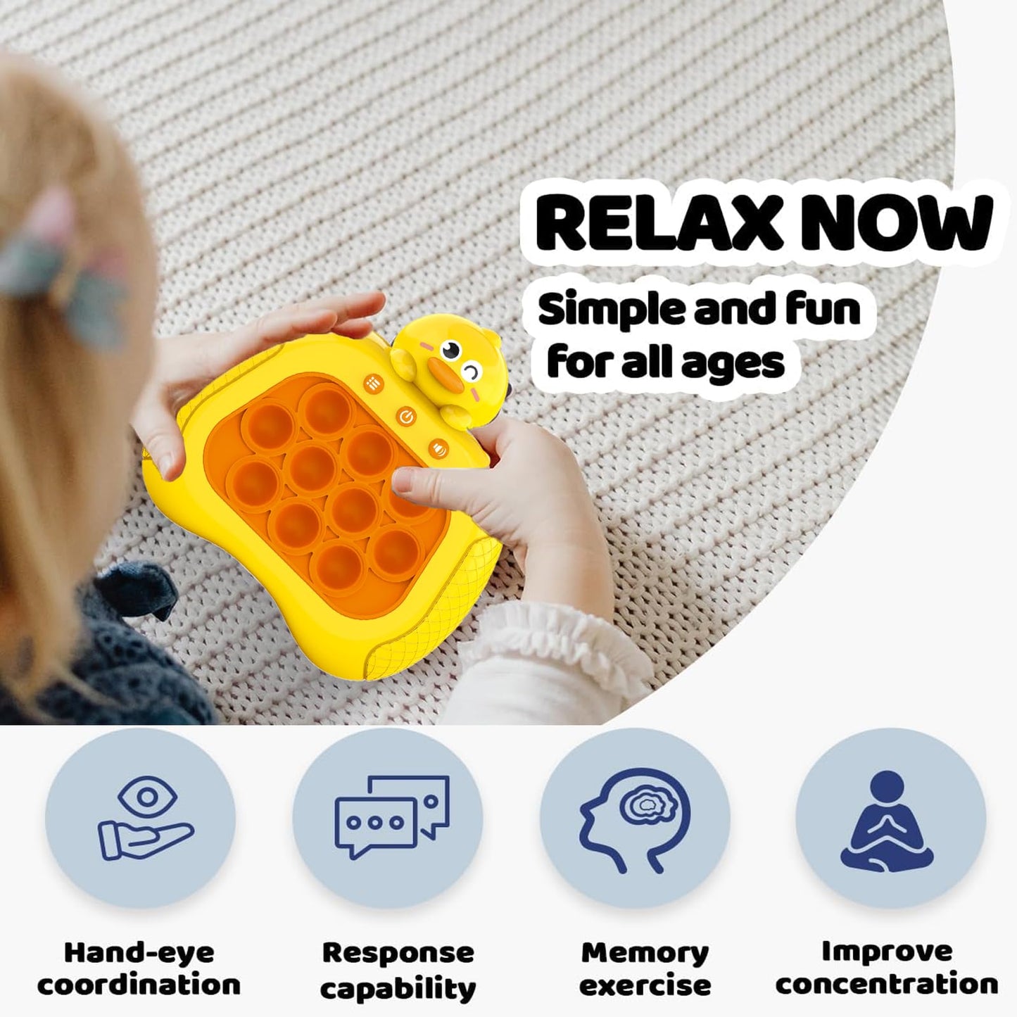 OCYGL Valentines Day Yellow Duck Pop Push Game – Fidget Toy for Kids 3–12