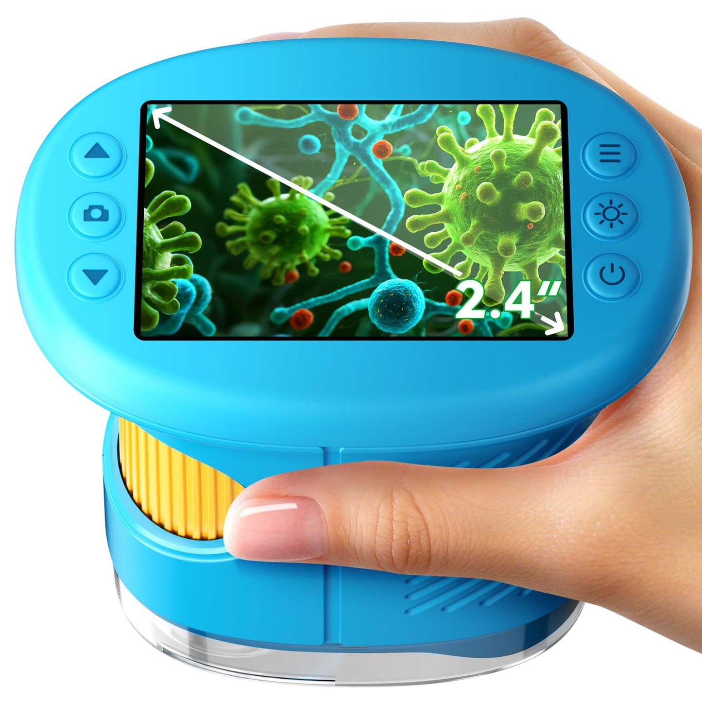 Odatay 1000X Handheld Microscope for Kids – 4K Display, 12 Slides, Portable STEM Toy