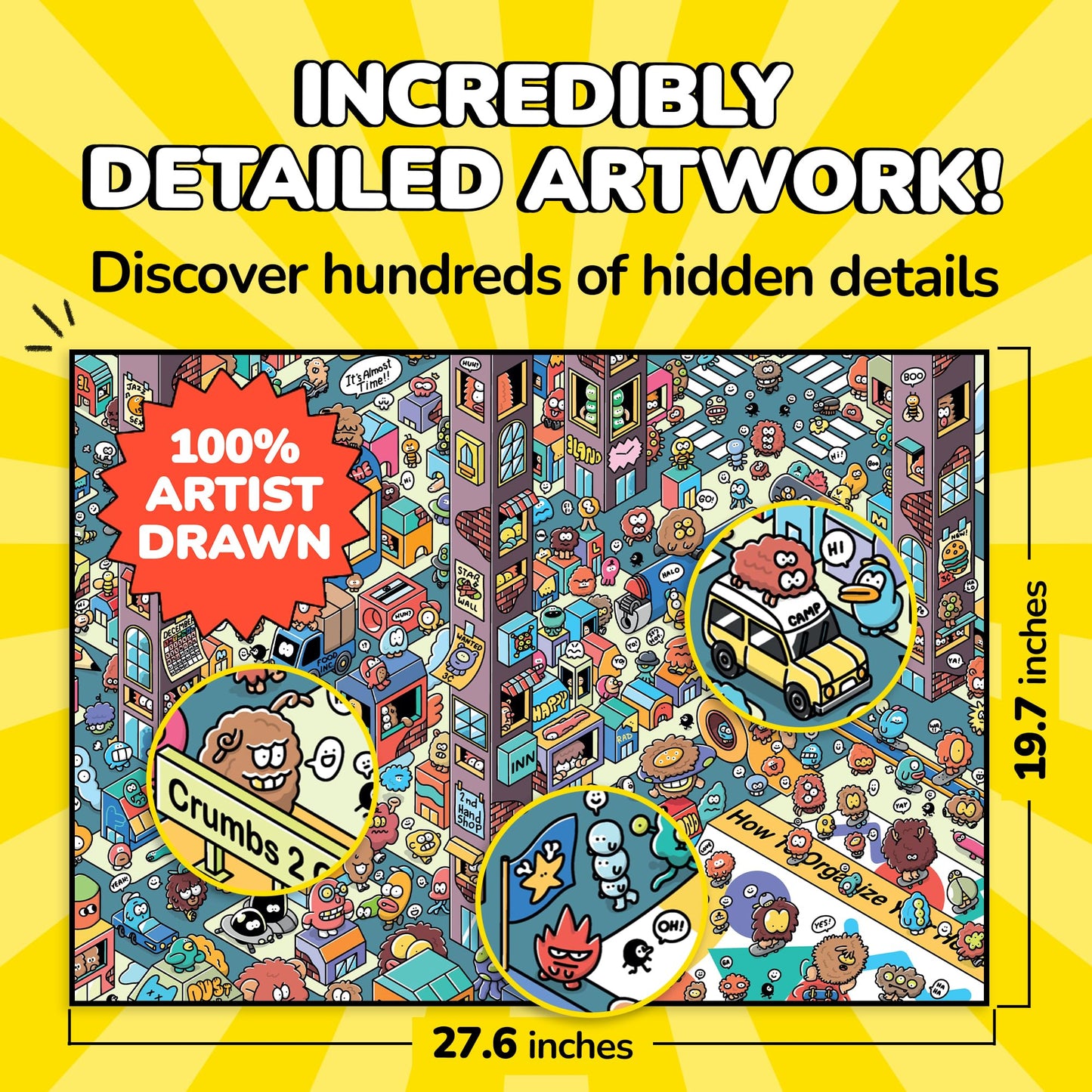 Odd Pieces Jigsaw Puzzle 1000 Pieces with Storytelling Comics – Frameable Mystery Puzzle Art (Turbo 3000), 19.7 x 27.6 inches