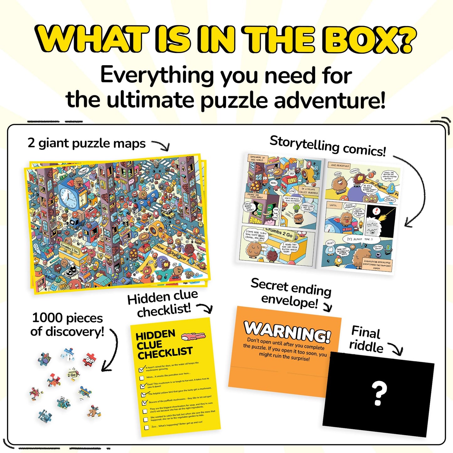 Odd Pieces Jigsaw Puzzle 1000 Pieces with Storytelling Comics – Frameable Mystery Puzzle Art (Turbo 3000), 19.7 x 27.6 inches