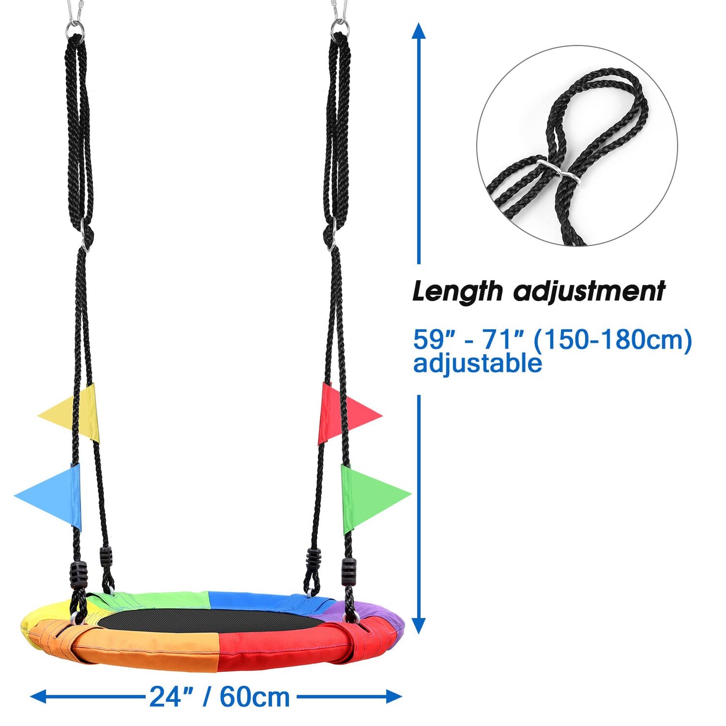 Odoland 24-Inch Tree Swing Net – Outdoor Kid Platform Swing with Detachable 600 lb Capacity, 900D Oxford Fabric, Adjustable Ropes