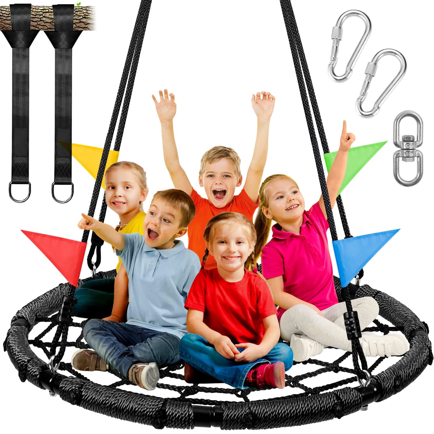 Odoland Spider Web Tree Swing 43in Platform for Kids & Adults