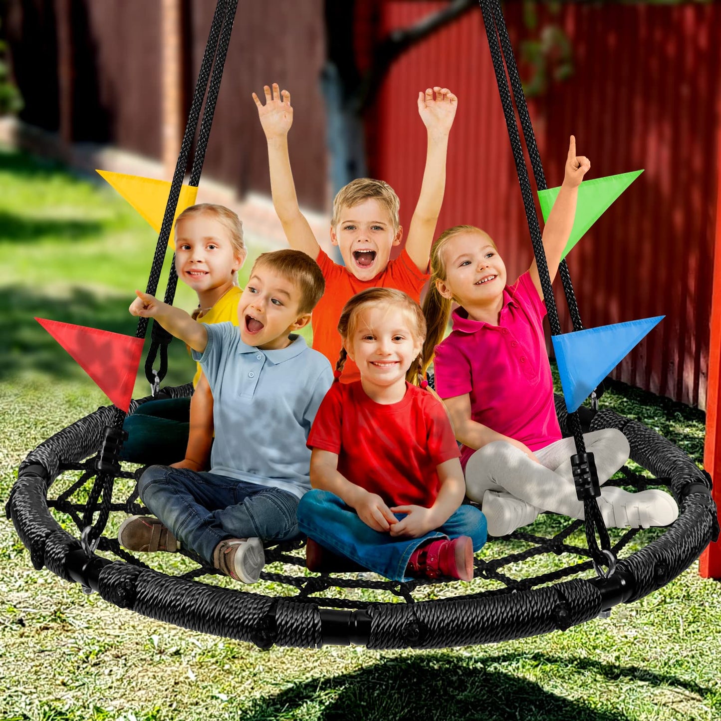 Odoland Spider Web Tree Swing 43in Platform for Kids & Adults