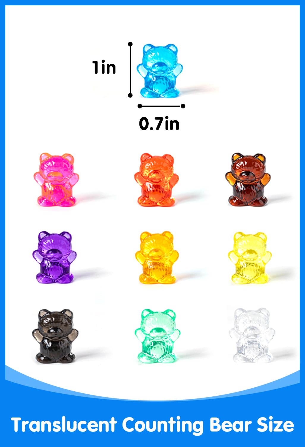 Odoorgames 100 Pcs Translucent Bear Counters – 10 Colors for Kindergarten Math & Light Table Manipulatives
