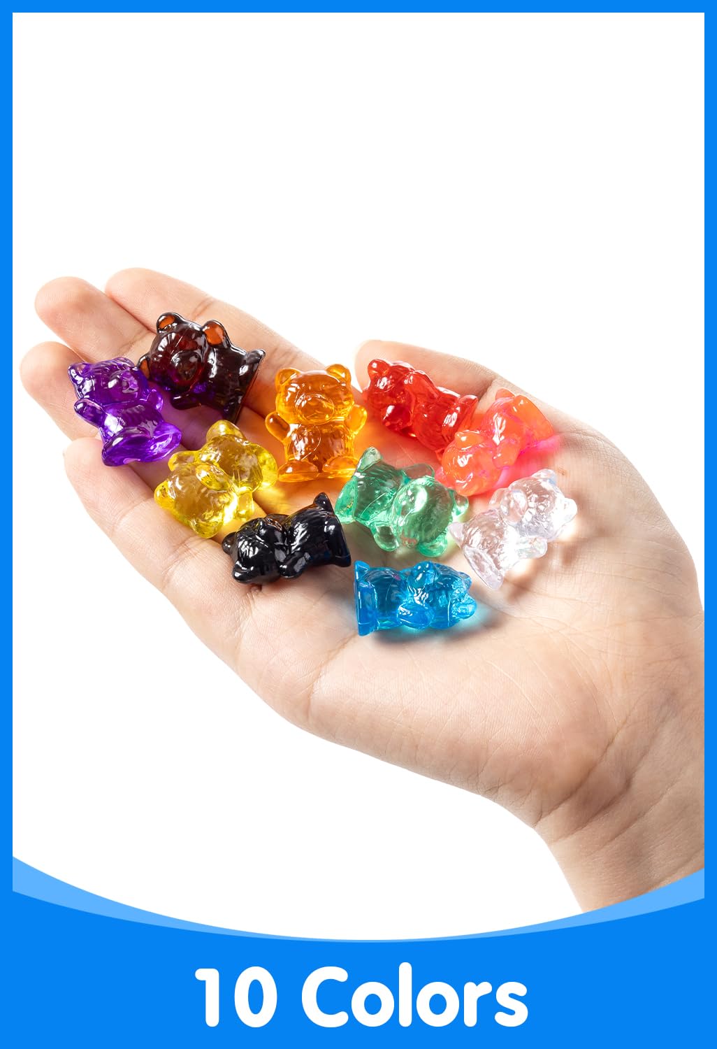 Odoorgames 100 Pcs Translucent Bear Counters – 10 Colors for Kindergarten Math & Light Table Manipulatives
