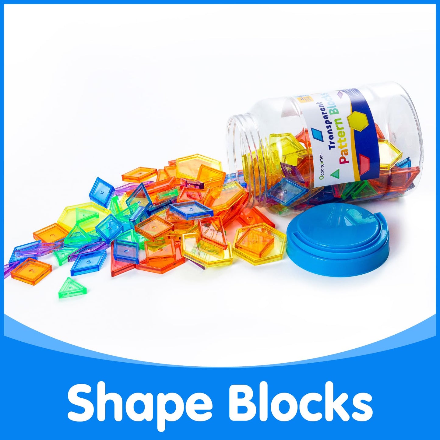 Odoorgames 140 Pcs Translucent Pattern Blocks — Light Table Geometry Set for Classroom & Home Learning